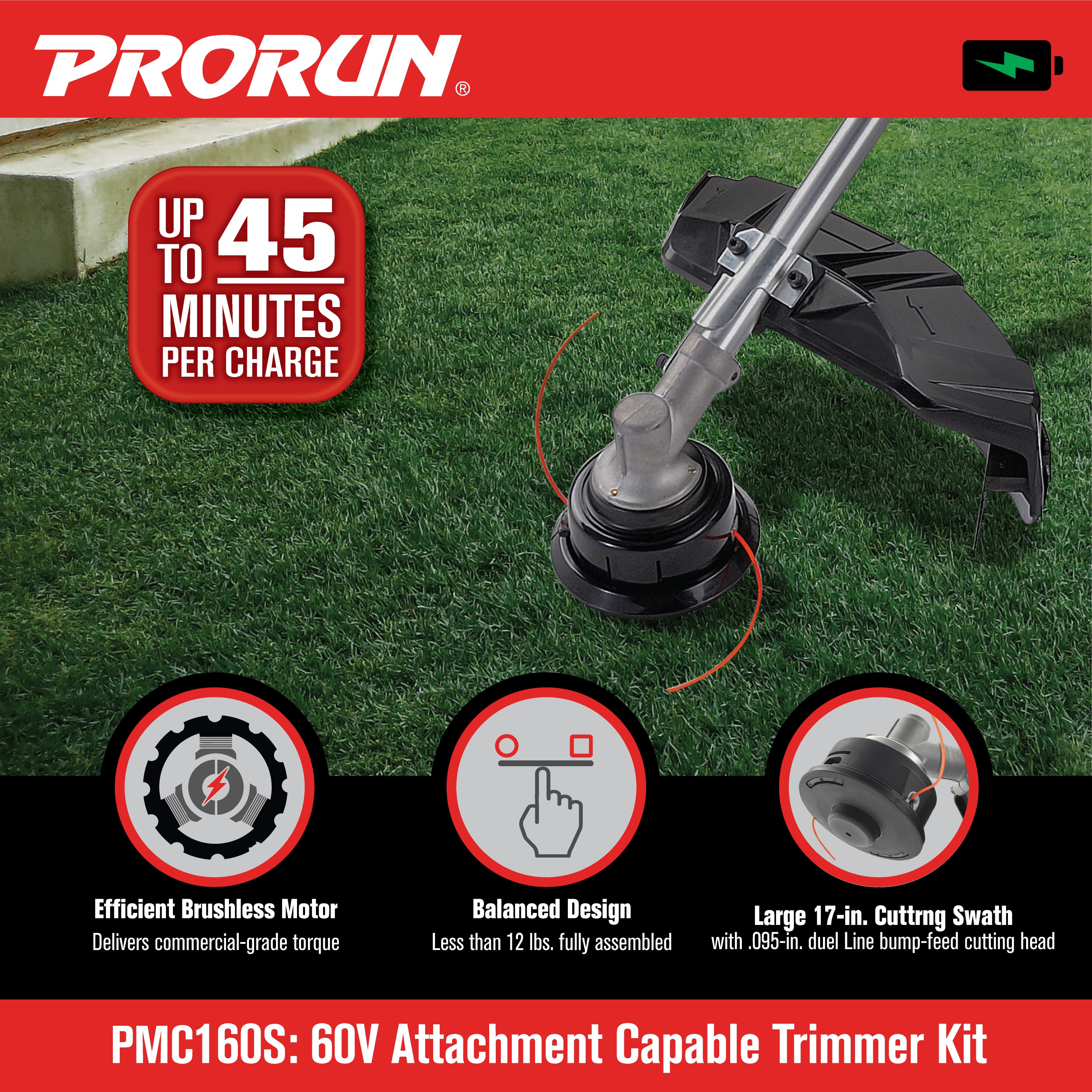 PRORUN PMC160S Cordless-String-Trimmers - View #4