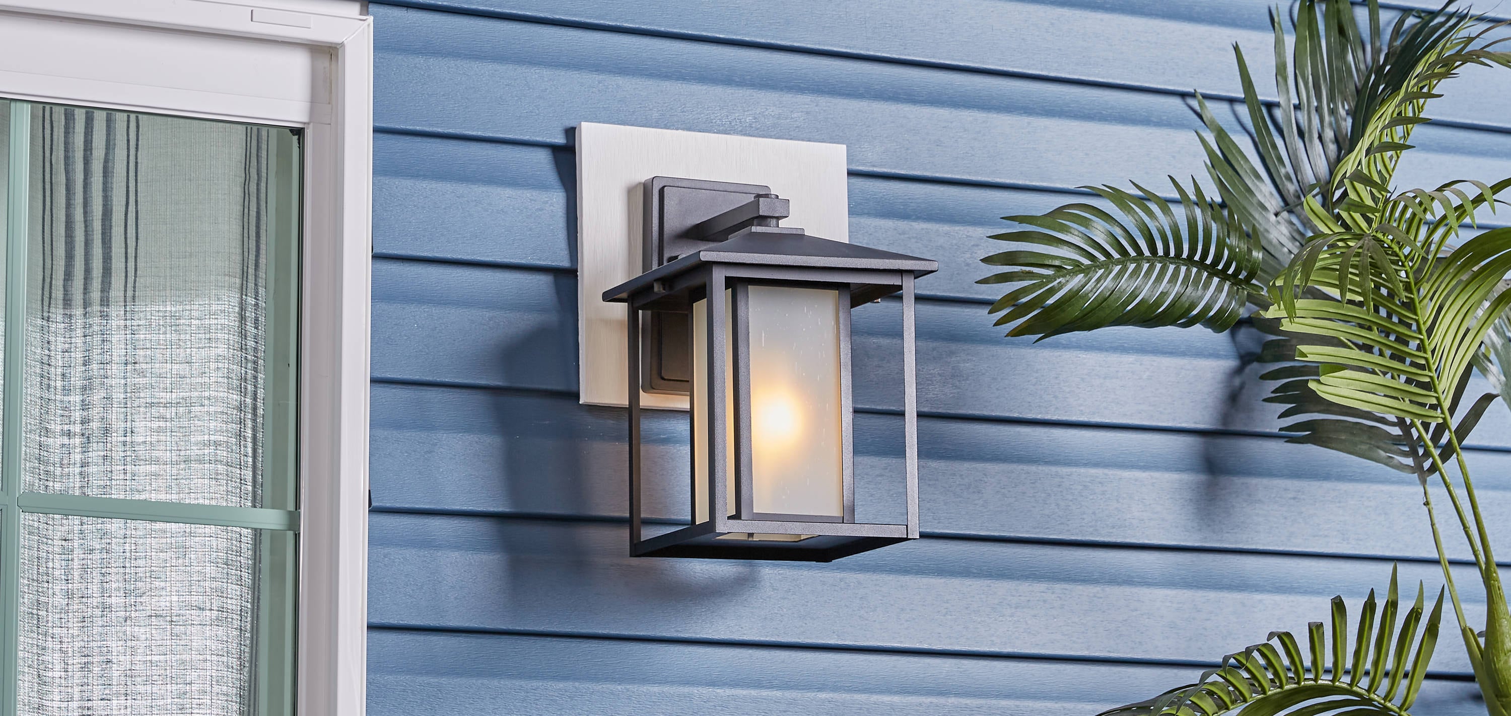 Black 14" Energy Star Outdoor Wall Lantern with Seeded Glass