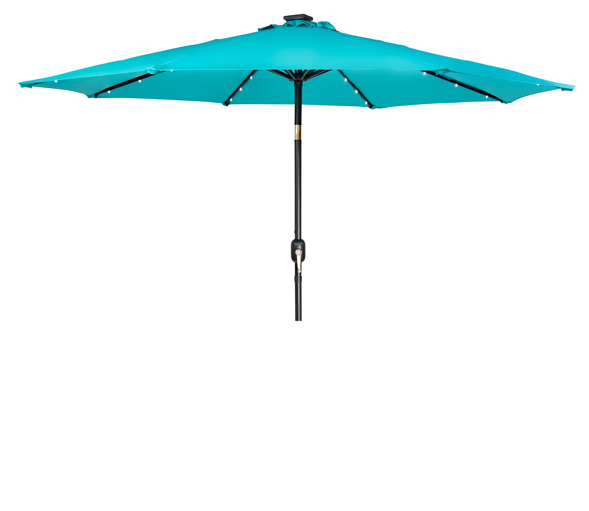 Trademark Innovations UMBLED9-PCOCK 9-ft Steel Blue Push-button Tilt Market Patio Umbrella with Lights