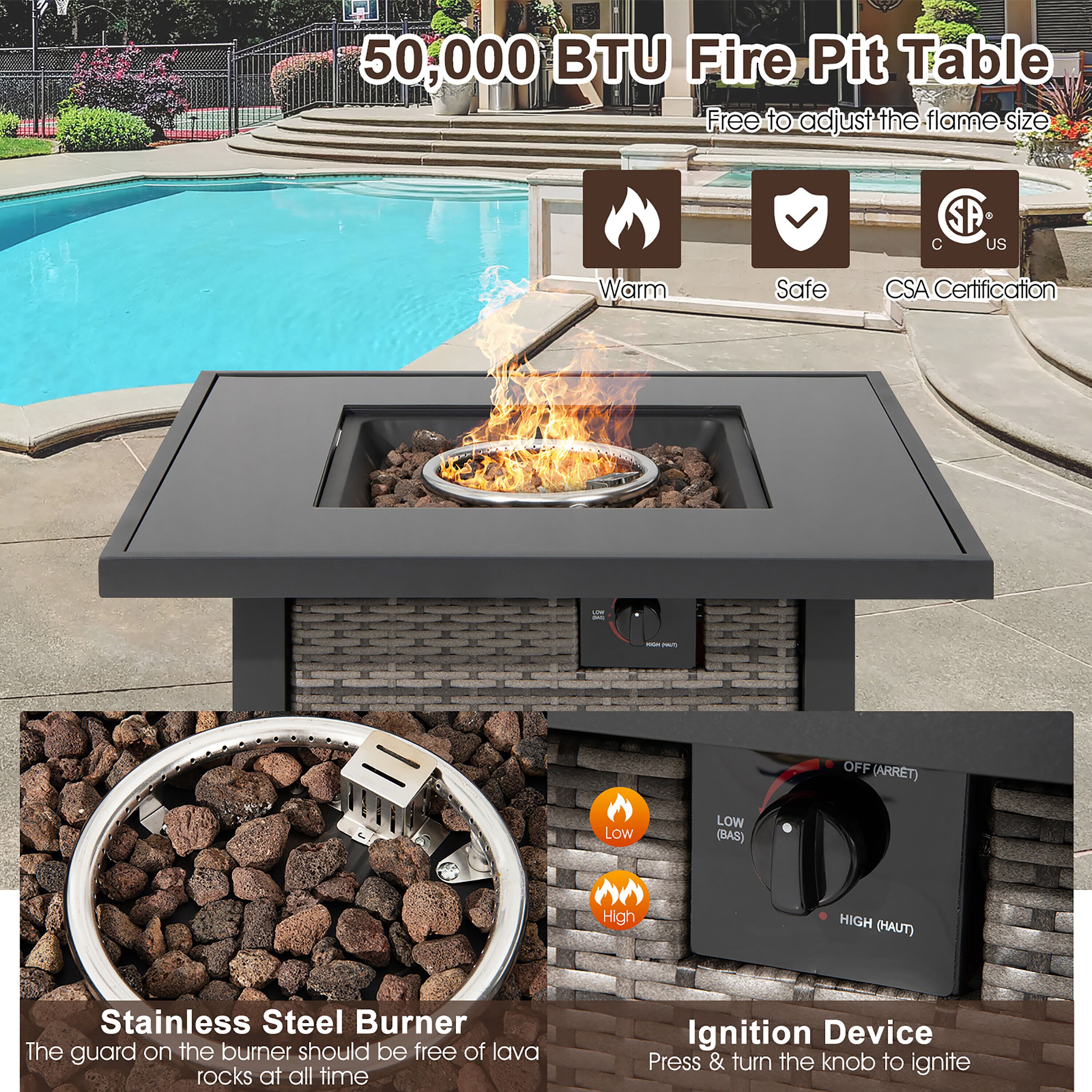 Costway NP10618GR Outdoor-Gas-Firepits - View #4