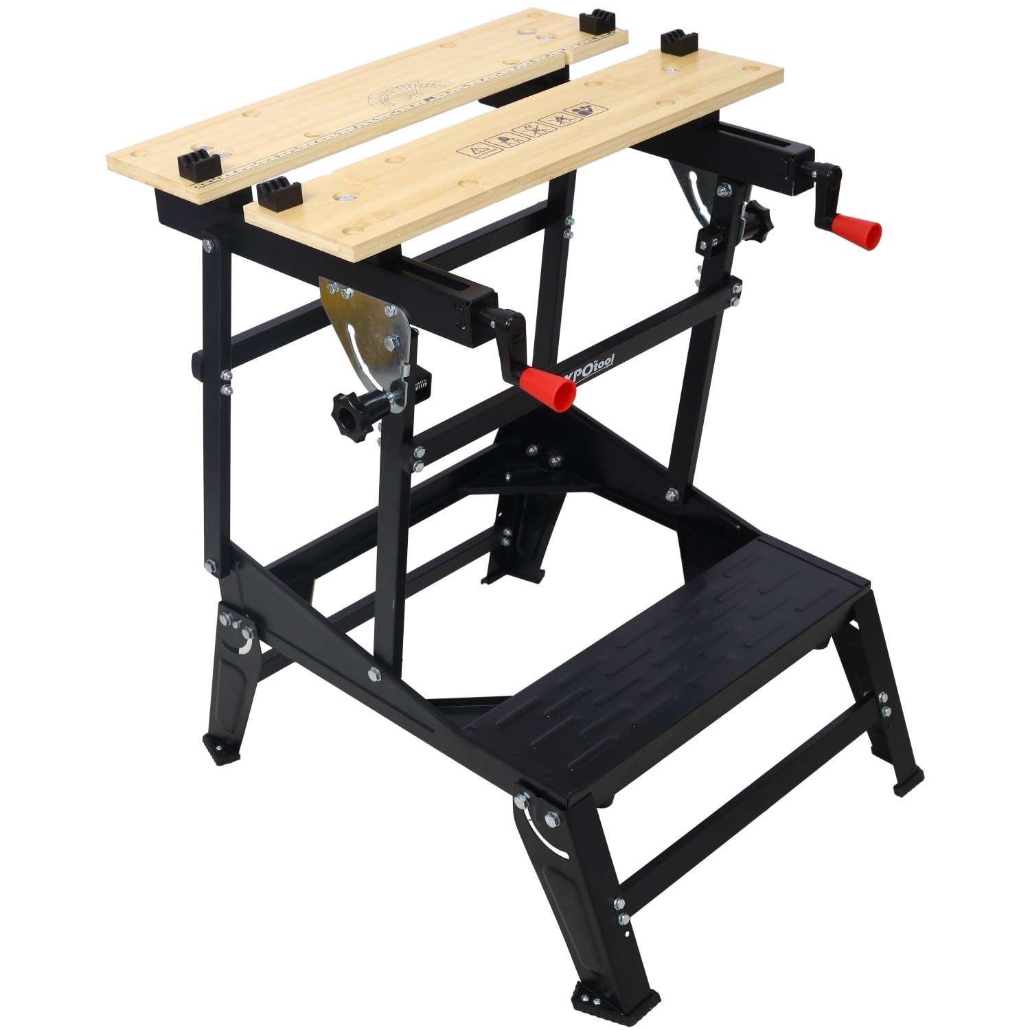 Lirago Portable Folding Workbench 550 Lbs Capacity Woodworking Tool Bench with Bamboo Top Adjustable Legs Vertical Clamping for Garage Carpentry DIY Projects