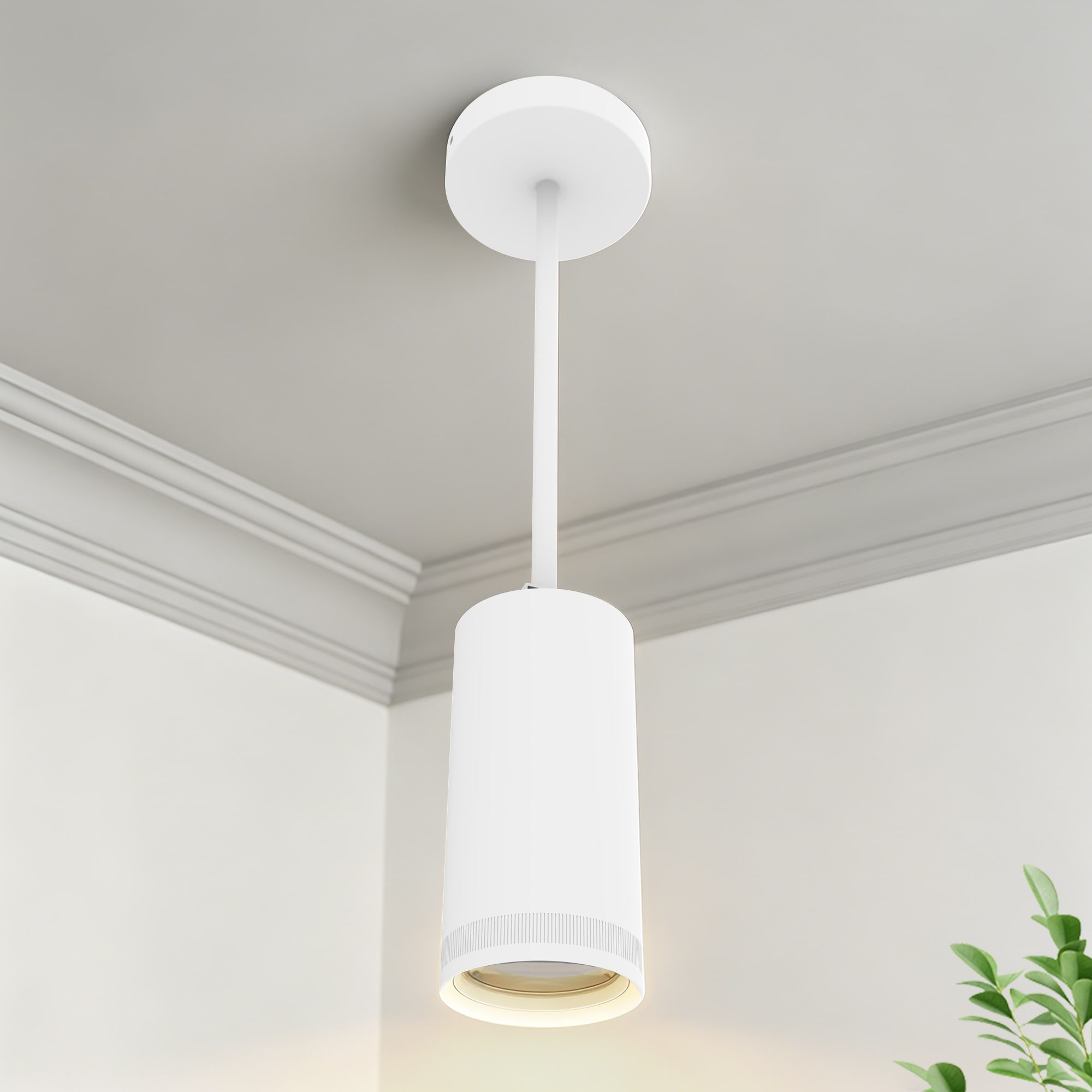 LNC Vector (2-pack) 1-Light Matte White Modern Cylinder Integrated LED Mini Indoor Hardwired Hanging Pendant Light