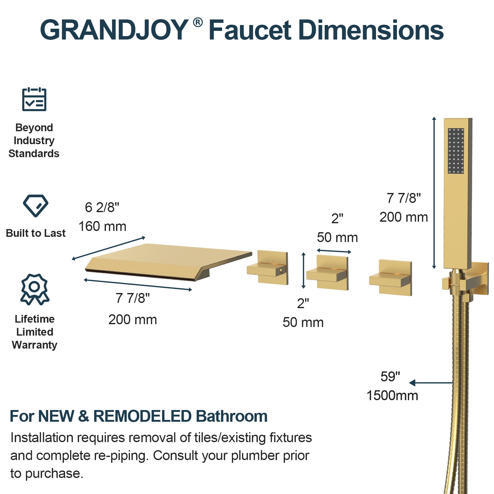 GRANDJOY SGF11GJ-11BG Roman-Tub-Faucets - View #11