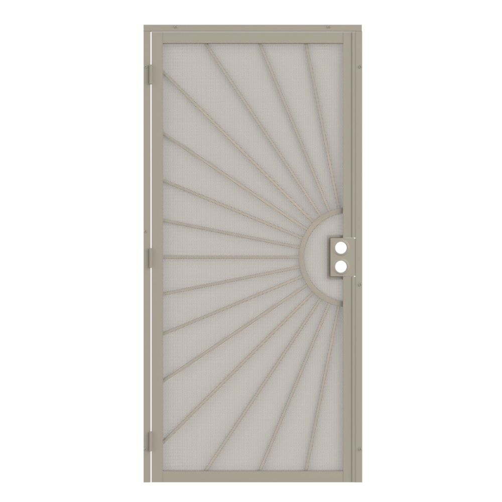 Sunset 32-in x 81-in Almond Steel Surface Mount Security Door with Beige Screen in Off-White | - Gatehouse 91827081