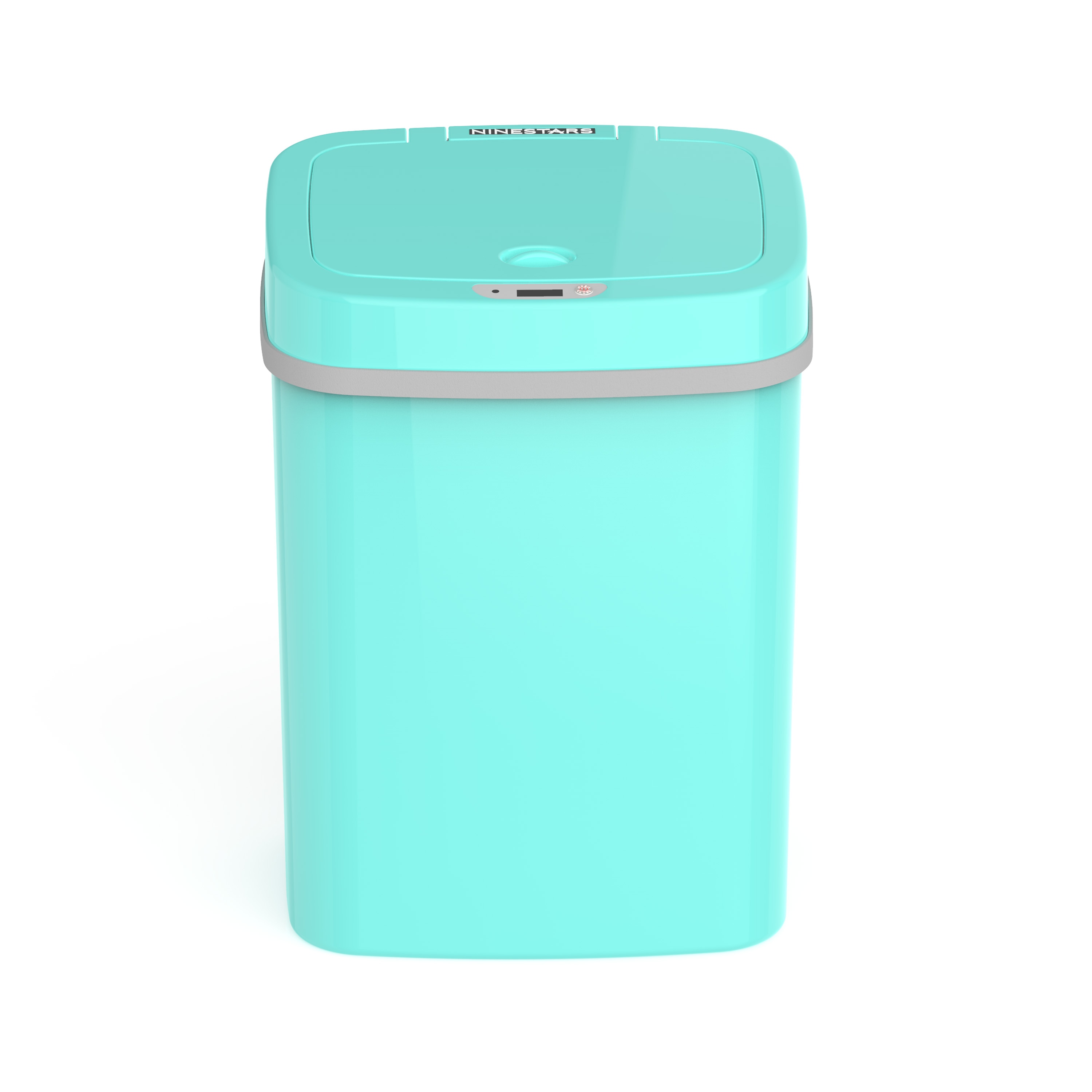 NINESTARS DZT-12-5TB 12 Liter Turquoise Plastic Indoor/Outdoor Kitchen Hinged Lid Trash Can