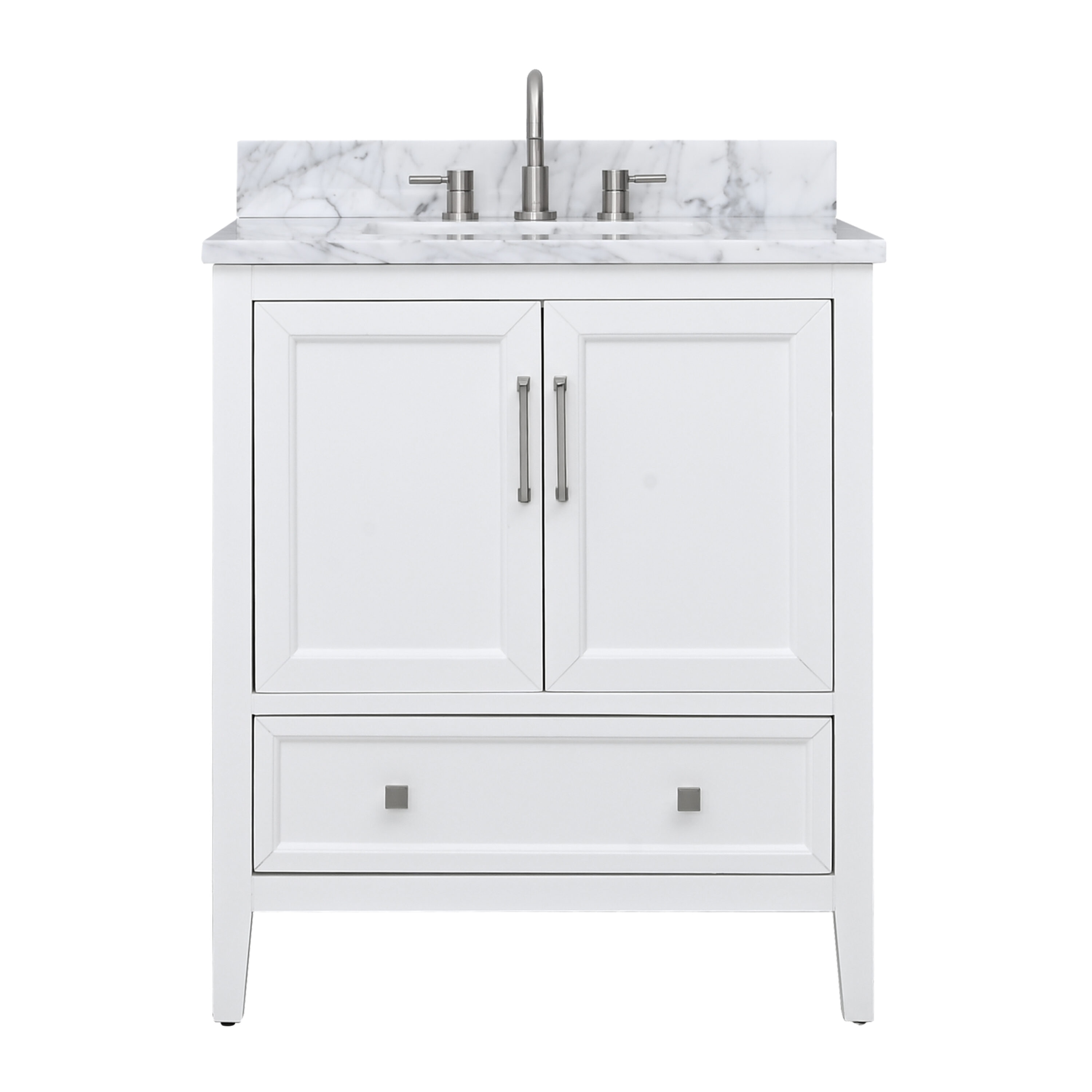 Everette 31-Inch White Vanity with Carrara Marble Top