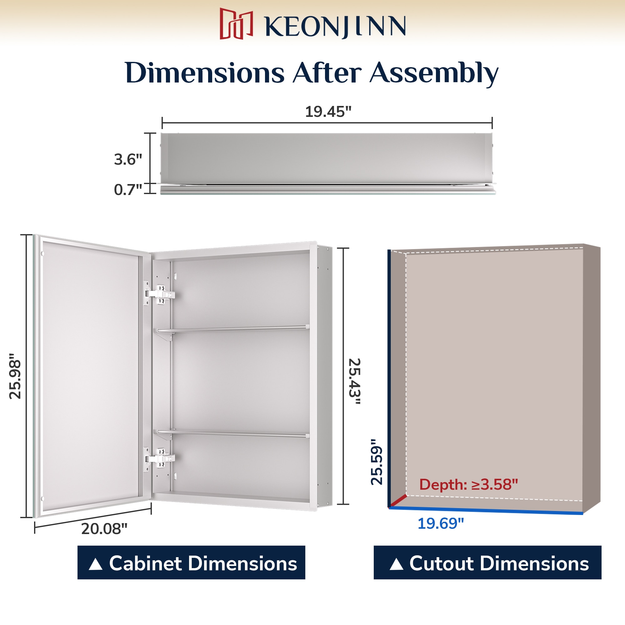 Keonjinn LW-JG-FJXP-5166-SI Bathroom-Medicine-Cabinets - View #4