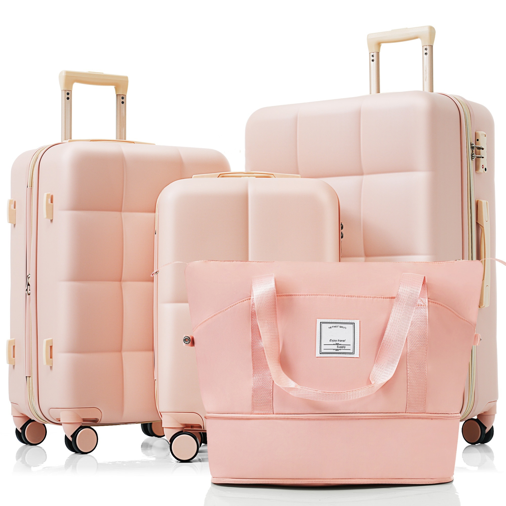 SINOFURN SYD9600006PK 20x12.5x25.9 Pink Plastic Hardshell Suitcase set 4 -Bag