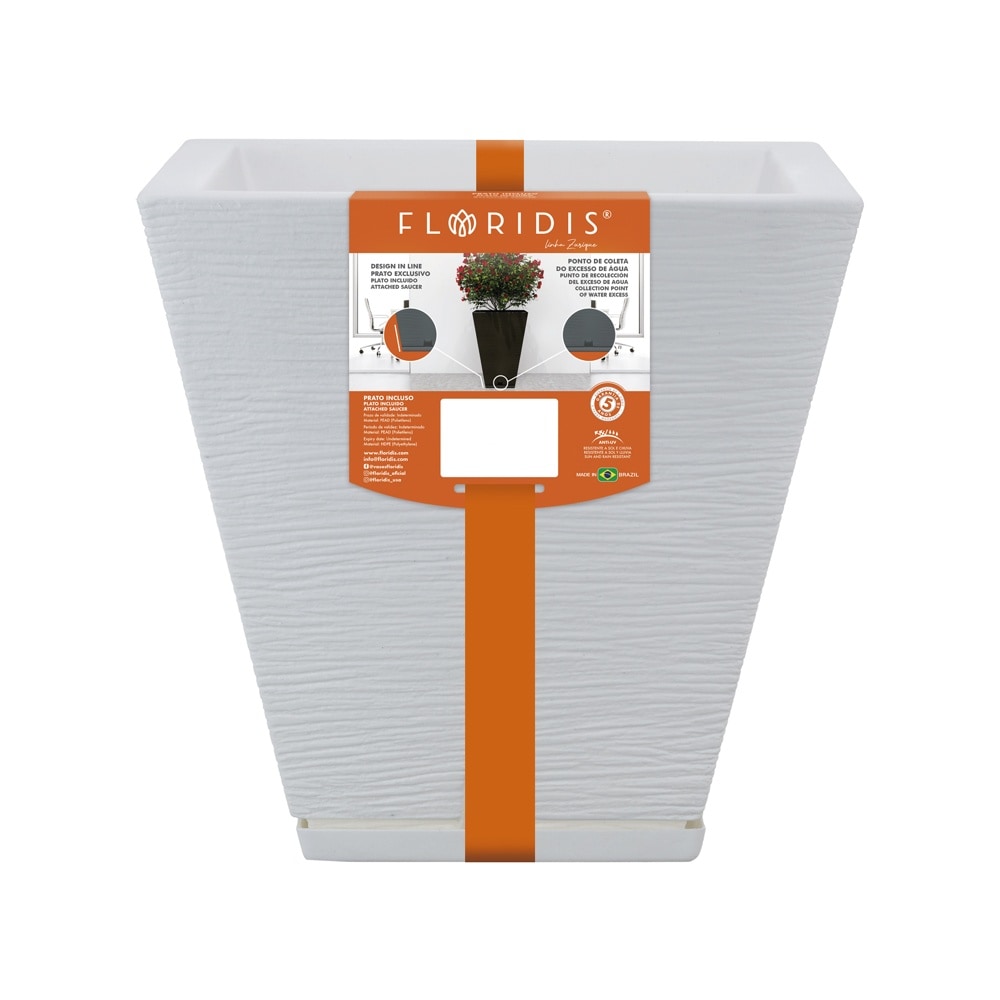 FLORIDIS 10160082 13.8-in W x 13.8-in L White HDPE Indoor/Outdoor Planter