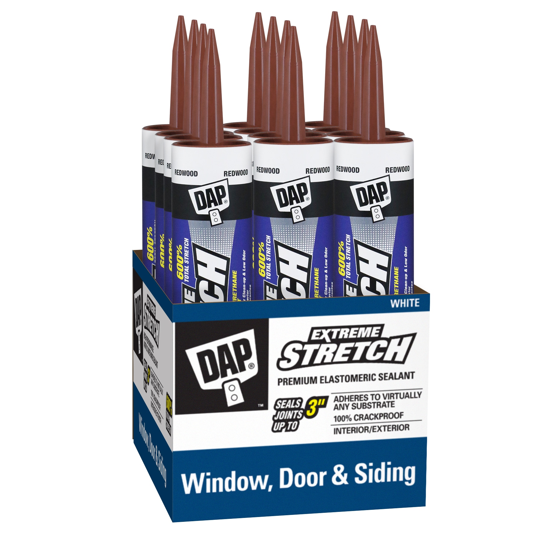 DAP 7079818707SOS Extreme Stretch 12 -Pack 10.1-oz Exterior specialty Redwood Paintable Acrylic Urethane Elastomeric Sealant Caulk