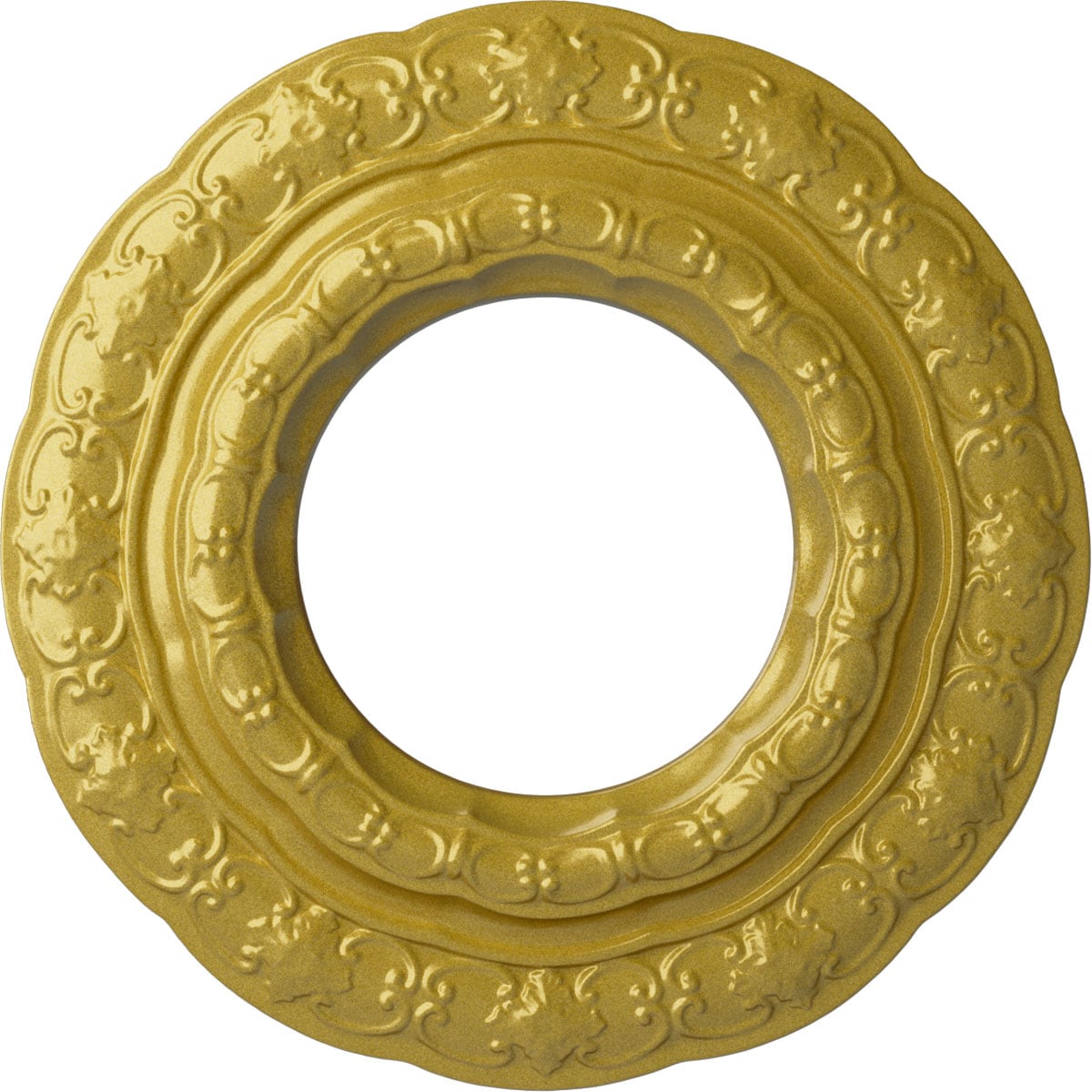 Ekena Millwork CM15LIRGS Lisbon 15.375-in W x 15.375-in L Painted Rich Gold Polyurethane Whole Ceiling Medallion