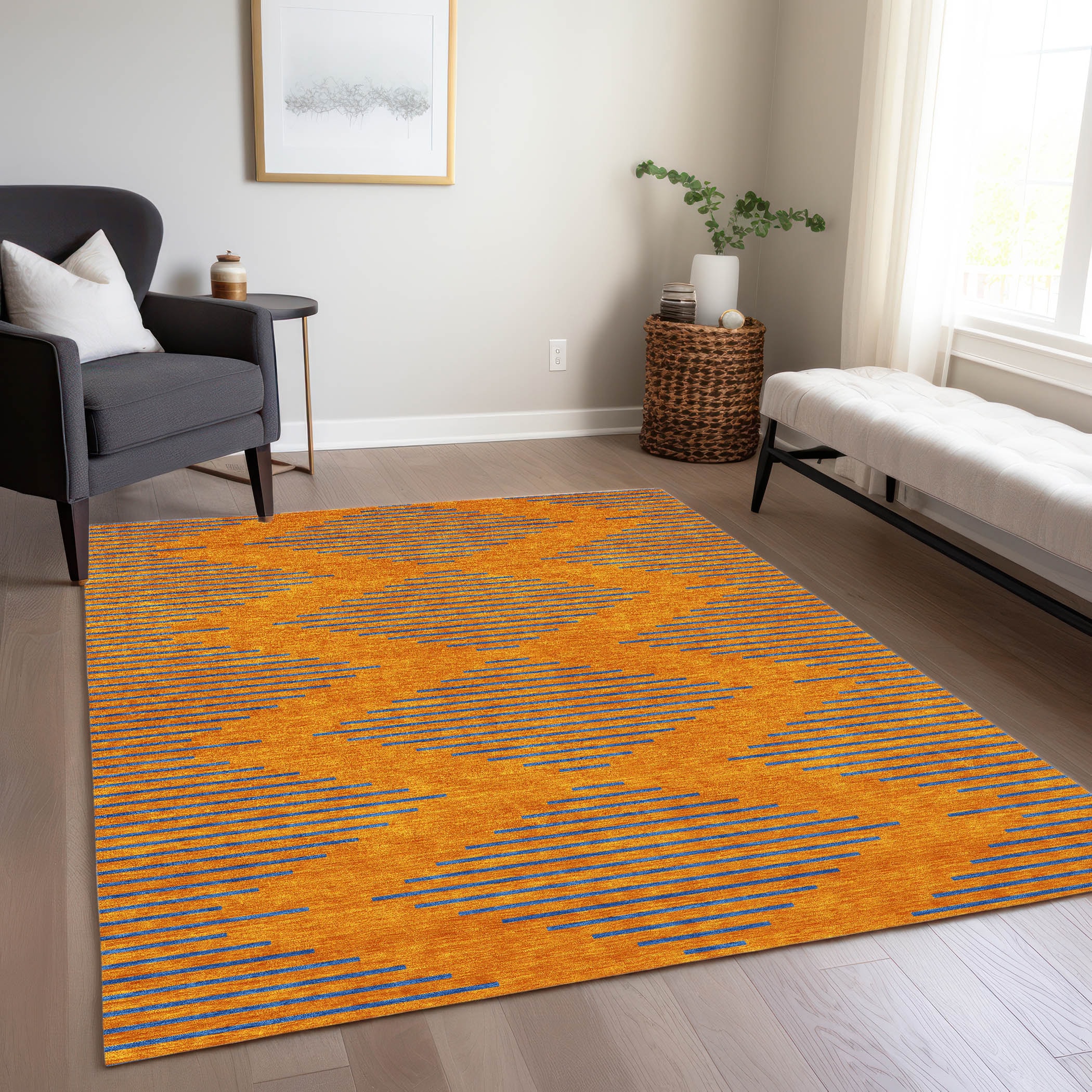 Addison Rugs ACN1017OR30X46 Chantille ACN1017OR 2 x 3 (ft) Polyester Orange Rectangular Indoor/Outdoor Geometric Machine washable Area rug