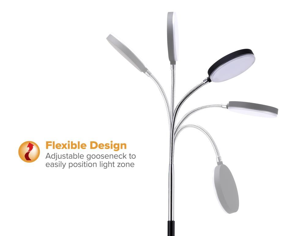 ArcLite Flex 52" Adjustable LED Floor Lamp for Kids in Black