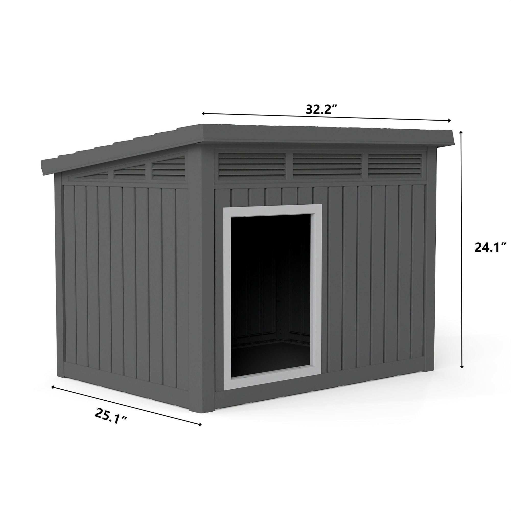 Boyel Living Sloped Roof Gas Strut Dog House Black for Large Dogs