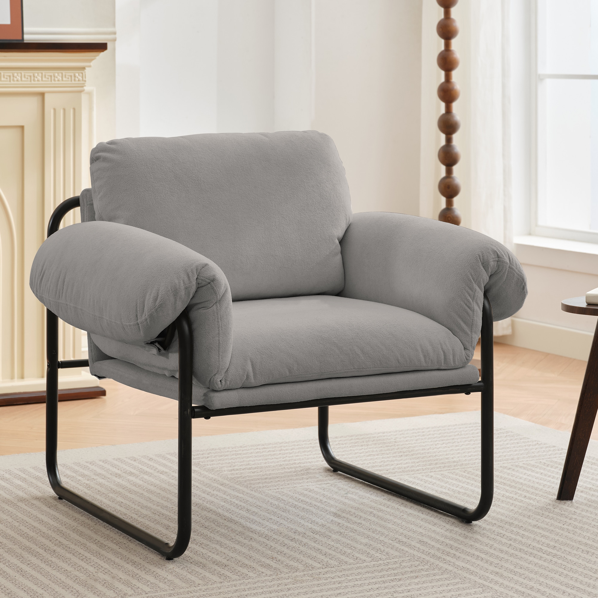 VOUA SAF-JDRYRB-BKQ Casual Gray Microfiber Accent Chair