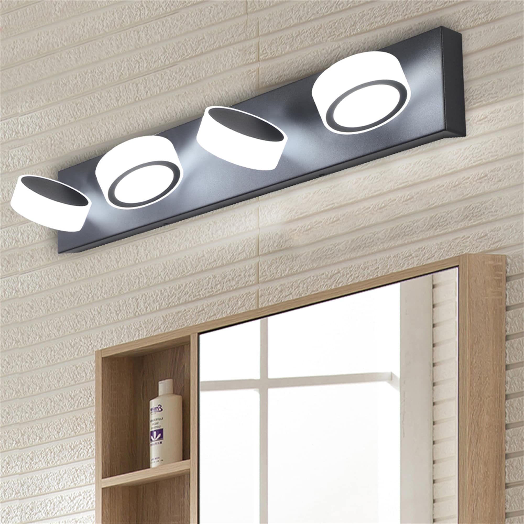 BABOOM BOM-6209ORJSY LED Modern Vanity Lights 29.1-in 4 -Light Black Integrated LED Modern/contemporary Vanity light