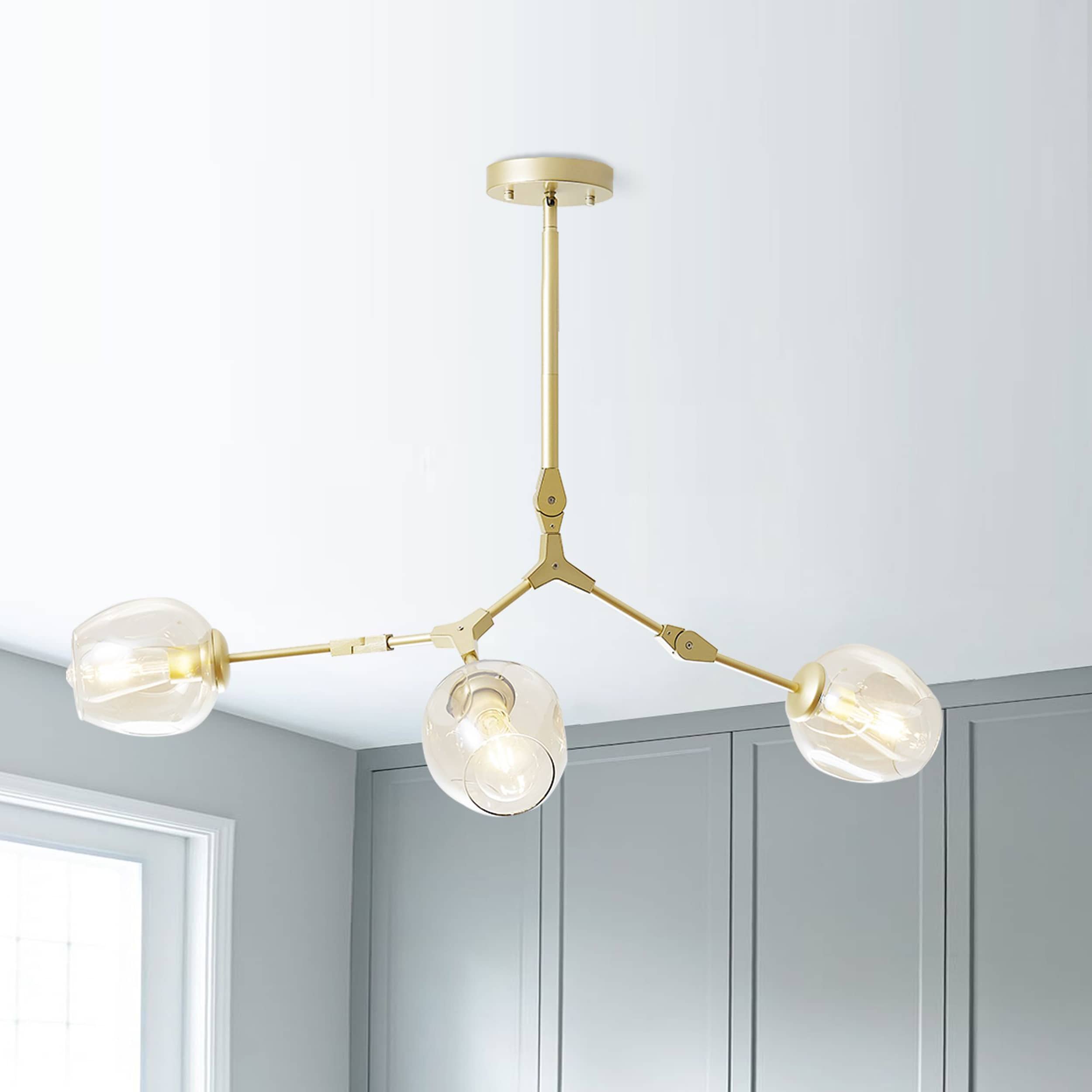 Oaks Decor BD1031-3-HP Rochelle 3 -Light Brushed Brown Modern/contemporary Bare bulb For Use in Bathrooms, Bedrooms, Dining Rooms, Foyers, Kitchens, Living Rooms Chandelier
