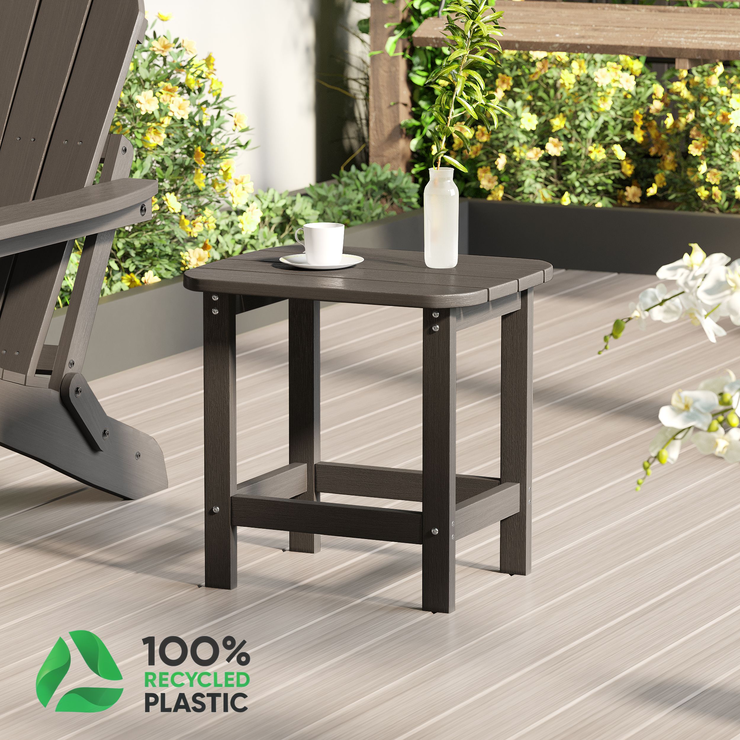 ACEGOSES LW-ETA-E12BN Patio End Table Rectangle Outdoor End Table 15-in W x 18.7-in L
