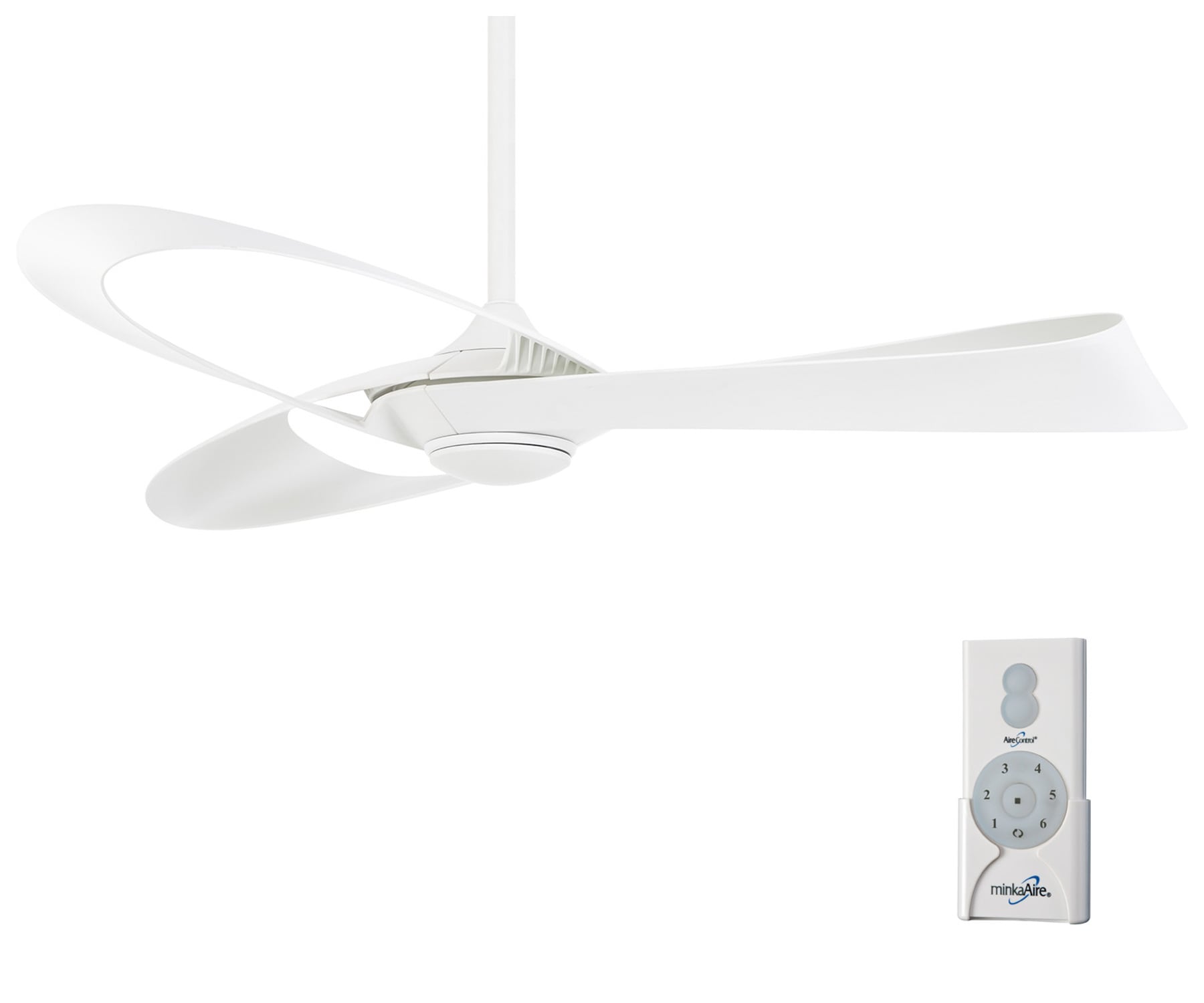 Minka Aire F933-WHF Bowie 52-in Flat White with Flat White Blades Ceiling Fan Light Kit Compatible and Remote ( 3 -Blade )