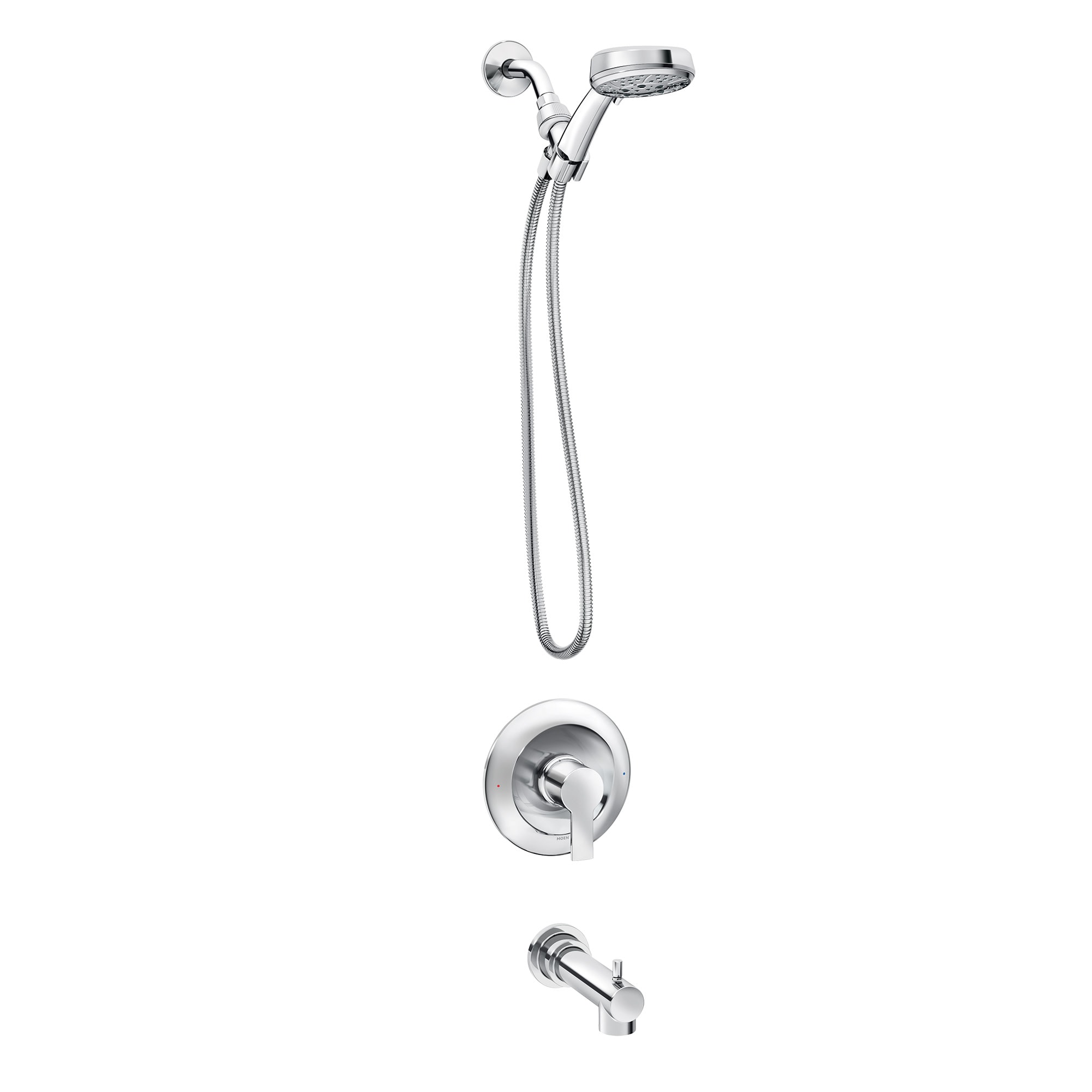 Moen MEENA Chrome 1-handle Handheld 4-in Round Bathtub and Shower Faucet Valve Included