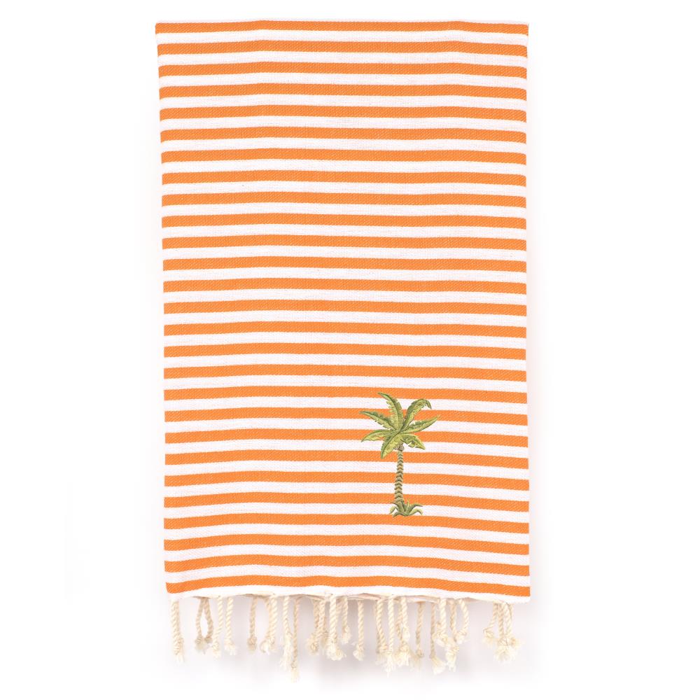 Linum Home Textiles FSP70-PLM Melon Orange Turkish Cotton Quick Dry Beach Towel (Fun in the Sun- Palm)