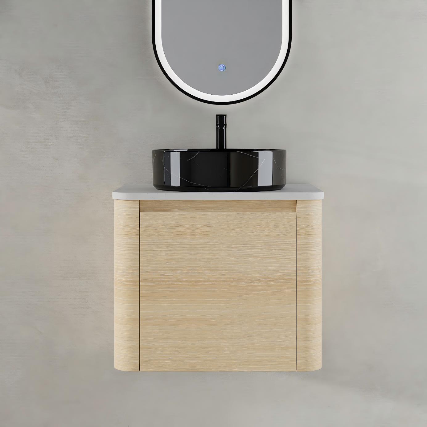 Xspracer 23.6-in American White Oak Finish Single Sink Bathroom Vanity with White Engineered Stone Top