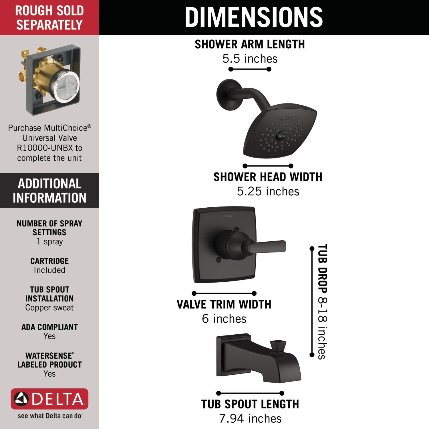 Delta T14464-BL Tub-Shower-Faucets - View #3
