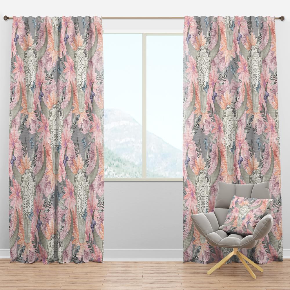 Designart CTN18964-52-90 90-Inches Pink Room darkening Thermal lined Rod pocket Single curtain panel