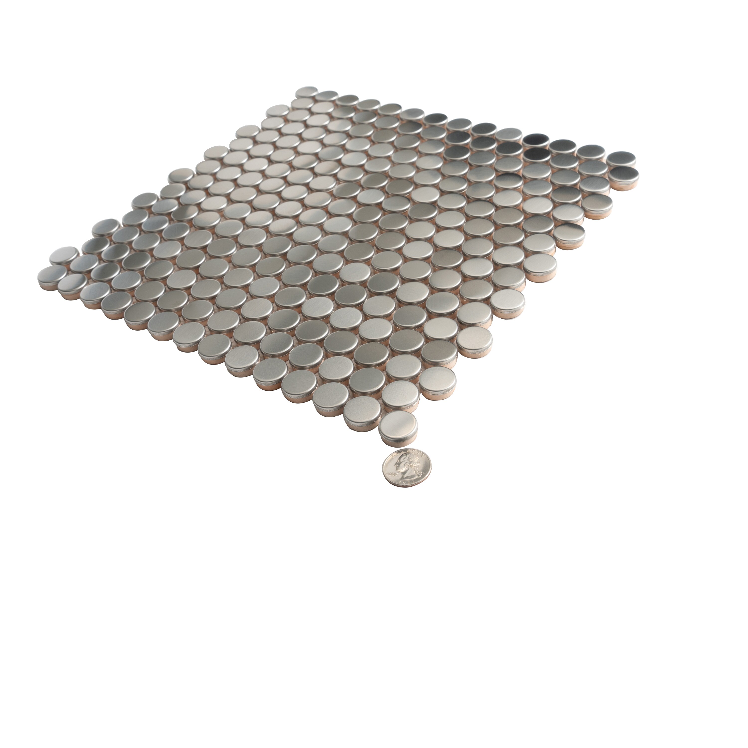 12" x 12" Polished Platinum Metal Penny Round Mosaic Tile