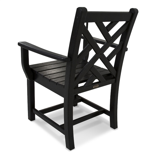 Polywood Chippendale Black Plastic Frame Stationary Dining Chair S With Slat Seat In The Patio Chairs Department At Com - Plastic Black Patio Dining Chair