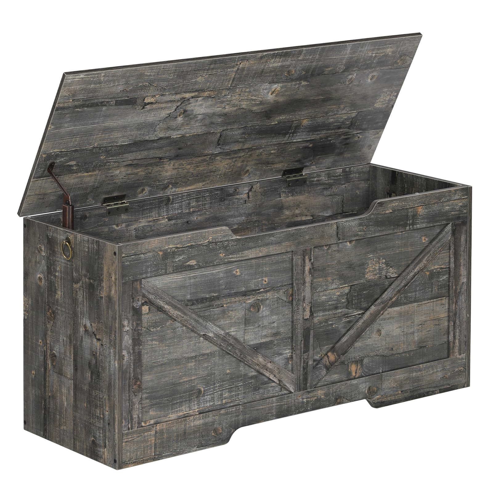 Aoibox  1 Piece 39.4 in L x 15.7 in W x 19.5 in H Retro Wooden Storage Chest with Safety Hinge U Shaped Pull Large Toy Box Organizer Vintage Gray