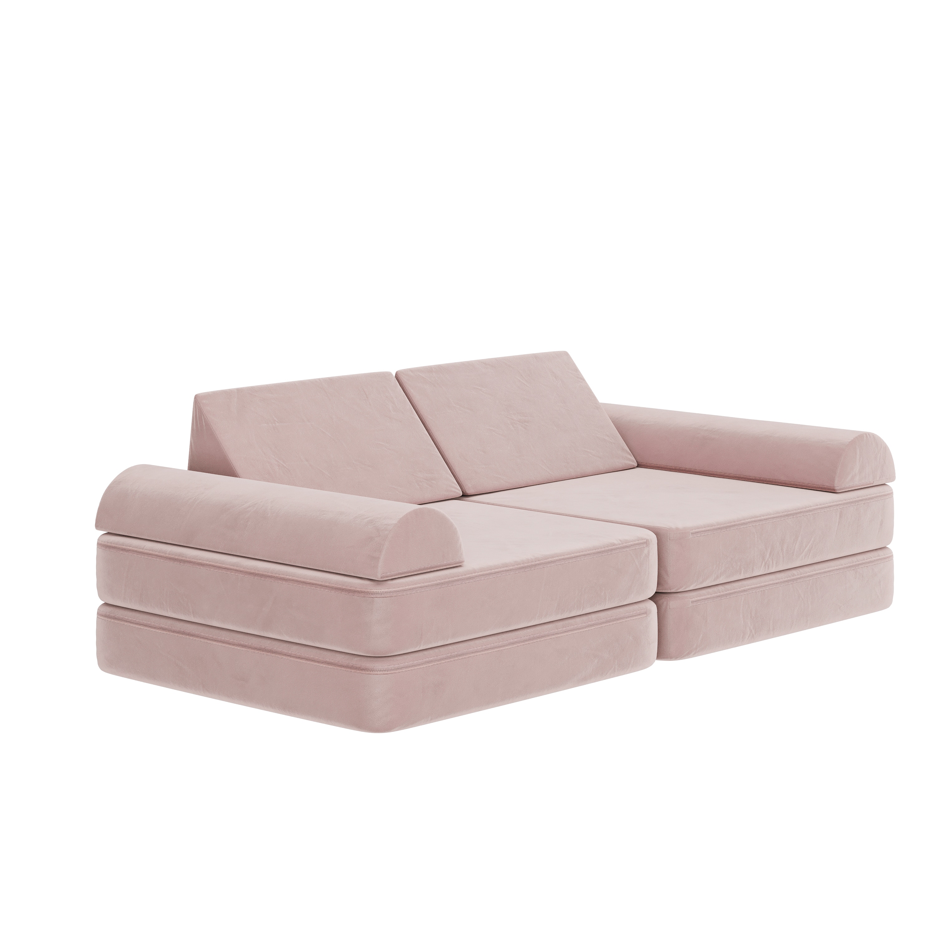 Emma + Oliver - Conner Blush 56 in. Modular Play Couch for Kids with Convertible 6-Piece Design a...
