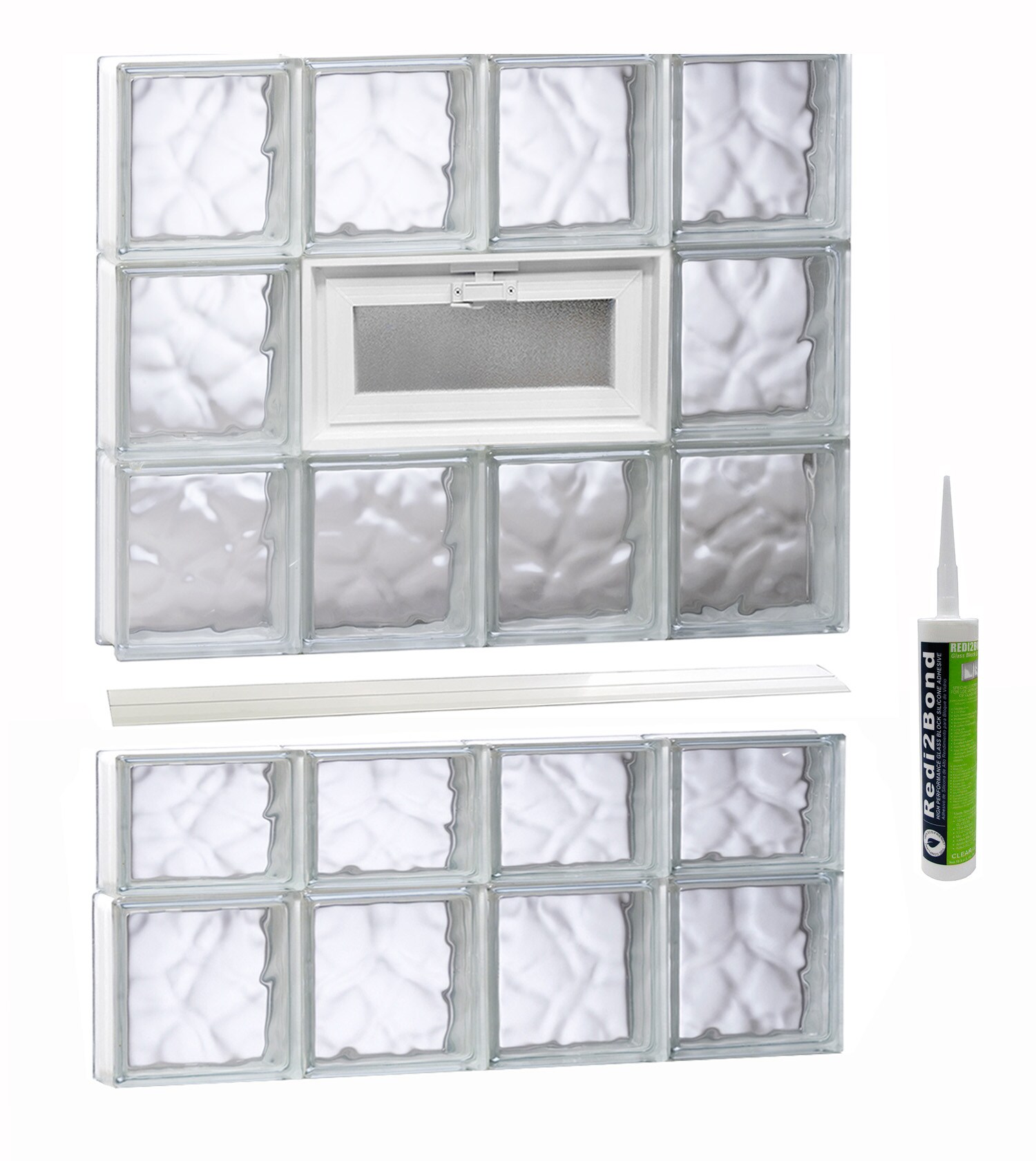 Redi2set Wavy Glass 31 In X 36 34 In Frameless Replacement Vented Glass Block Window In The 9961