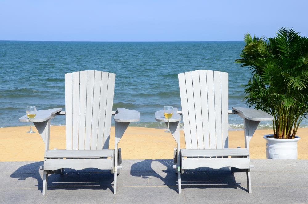 Safavieh Breetel Set of 2 Gray Wash Wood Frame Stationary Adirondack Chair(s) with Slat Seat in 