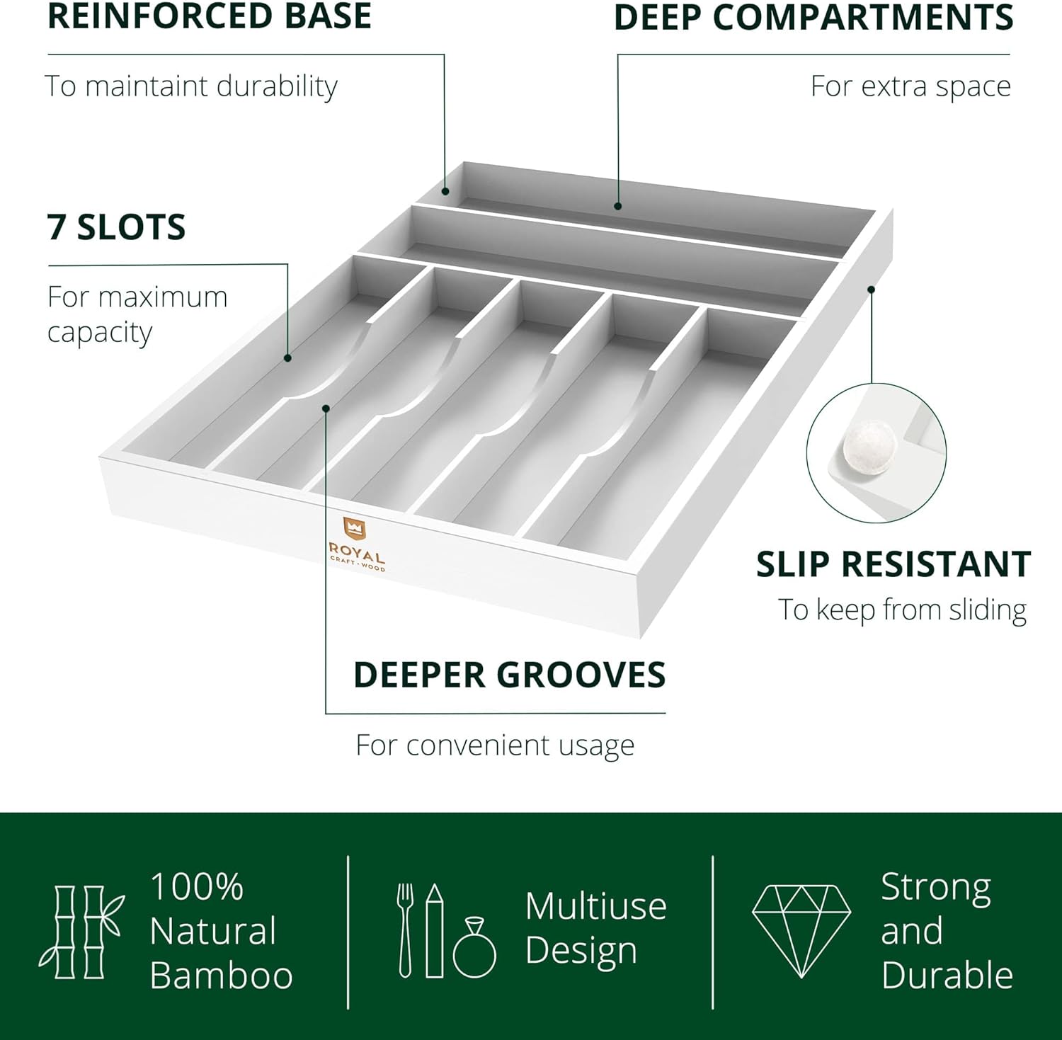 ROYAL CRAFT WOOD RCW-KITDRAW-B-WHT Drawer-Organizers - View #3