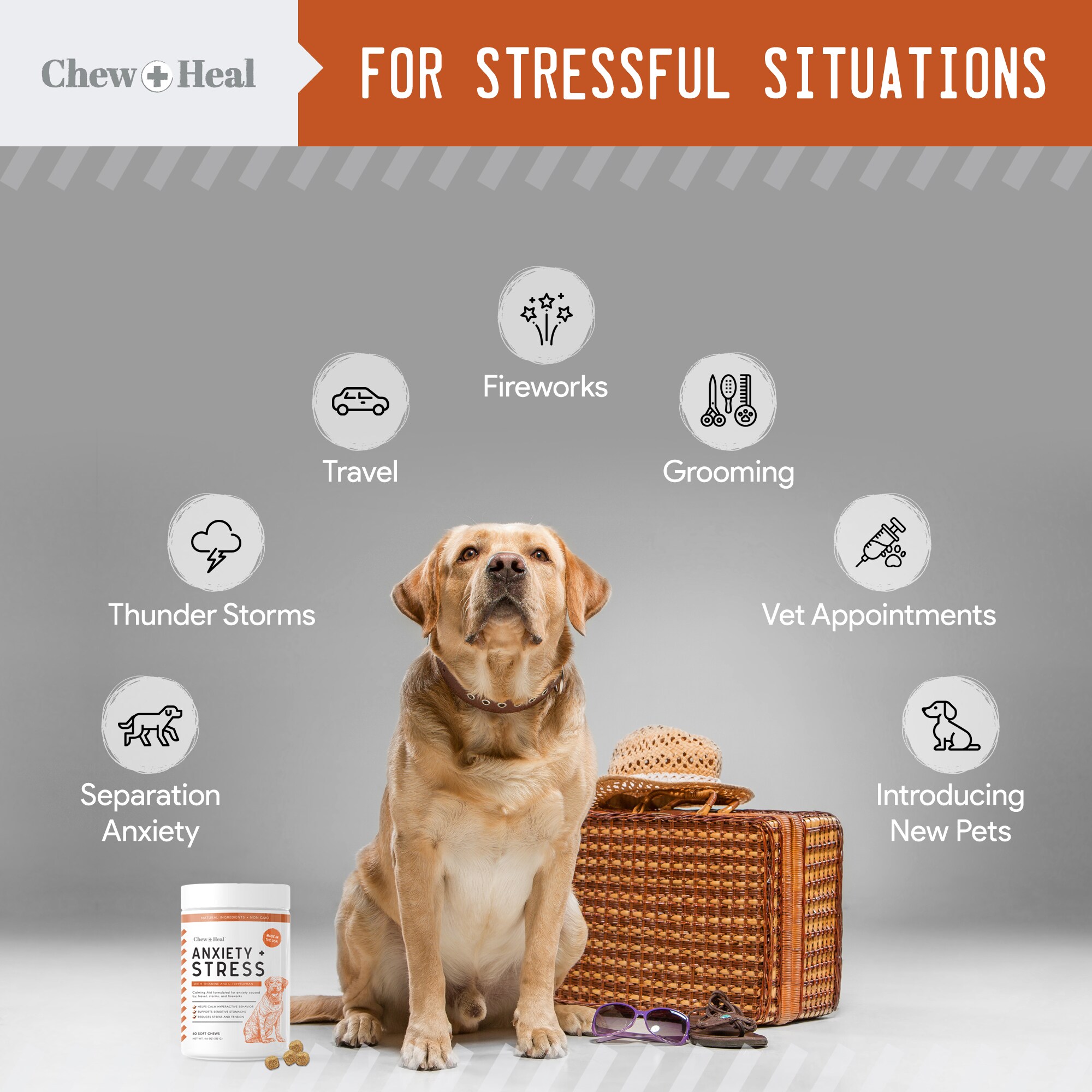 Chew + Heal CH-ANXIETY-STRESS-60 Pet-Vitamins-Suppliments - View #6