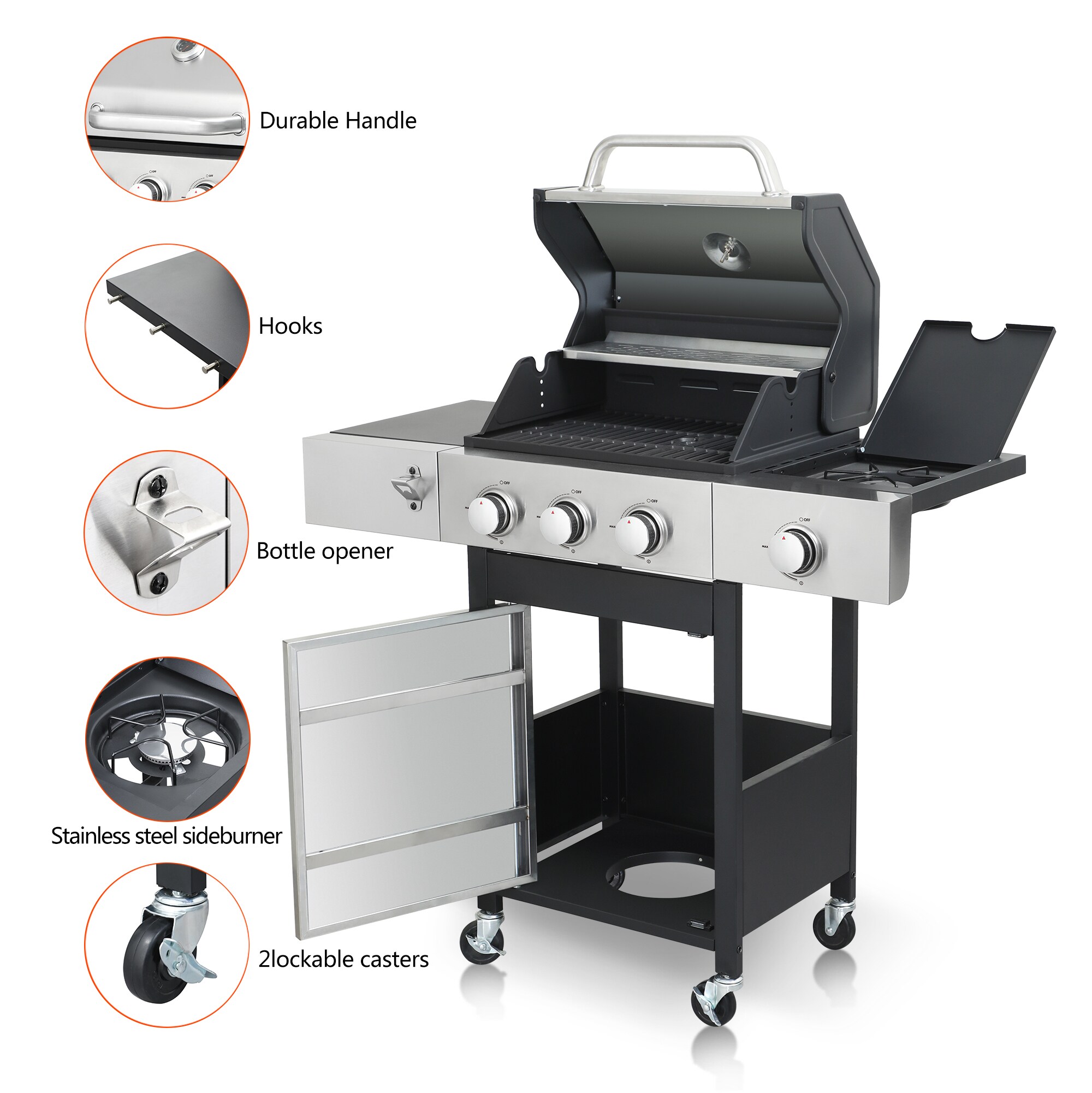Lycvki CP10 Gas-Grill-Cookgrates-Warmracks - View #3
