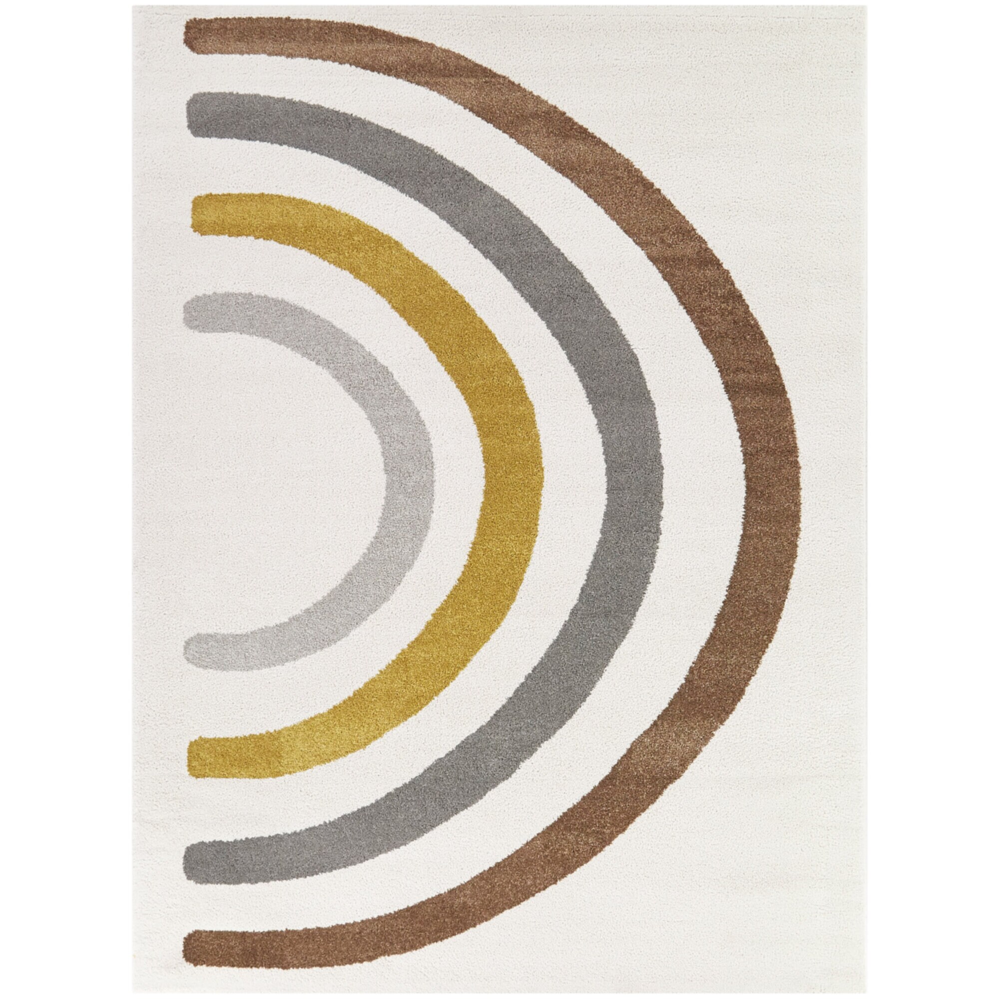 Gold and Gray Synthetic Rectangular Kids' Rug, 4' x 6'