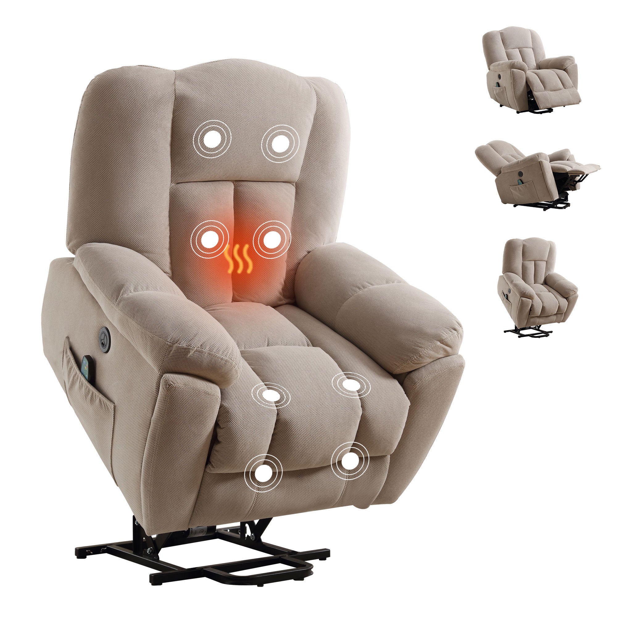 Boyel Living BL-VA50014 Power Lift Recliner Chair Recliners with Heat and Massage Recliner Chair