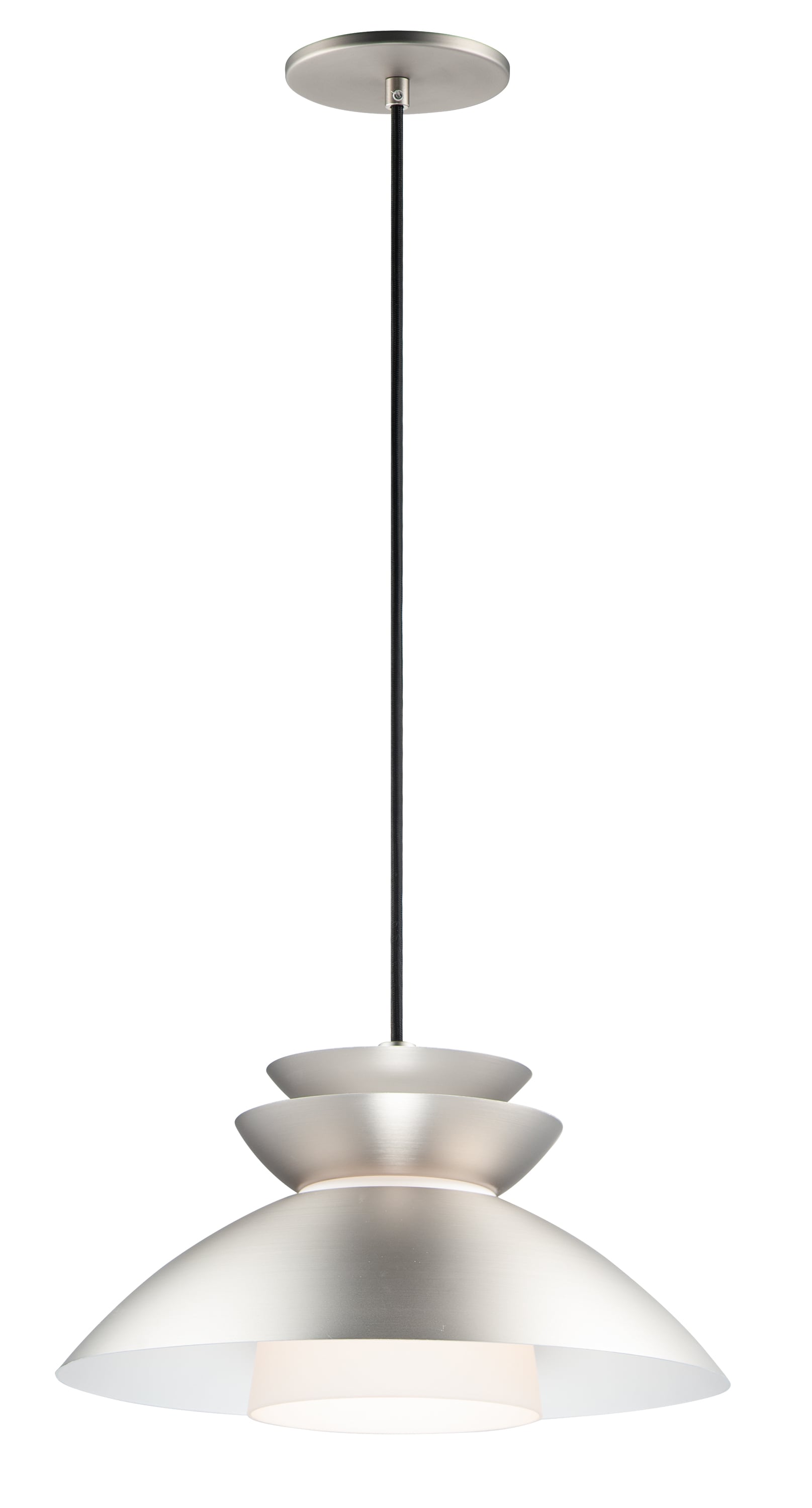 Maxim Lighting 11359WTBP Nordic Brushed Platinum Transitional White glass Dome Medium Hanging Pendant light