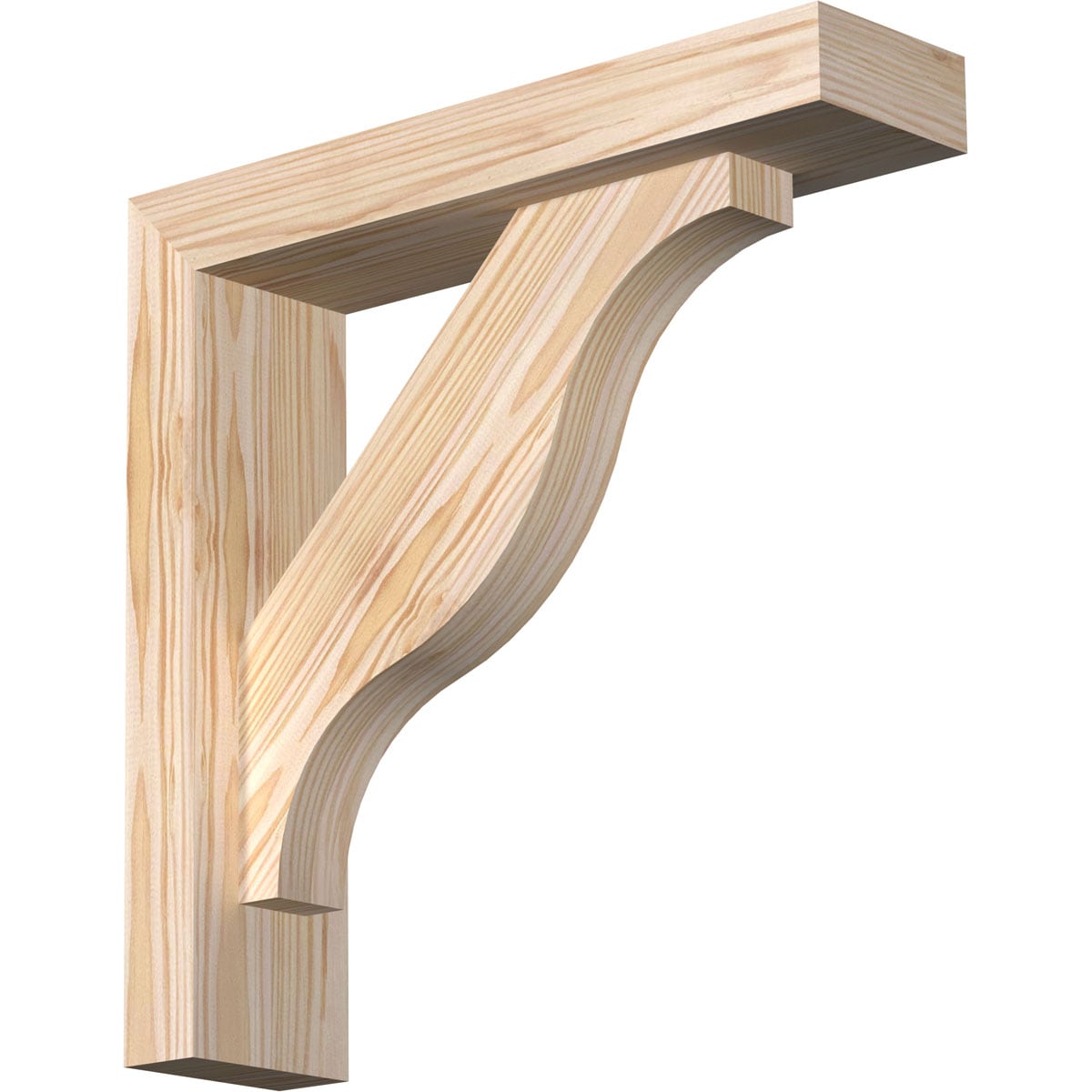Ekena Millwork 1462505 Funston Block Smooth Bracket with Offset Brace Douglas Fir Wood Standard Bracket