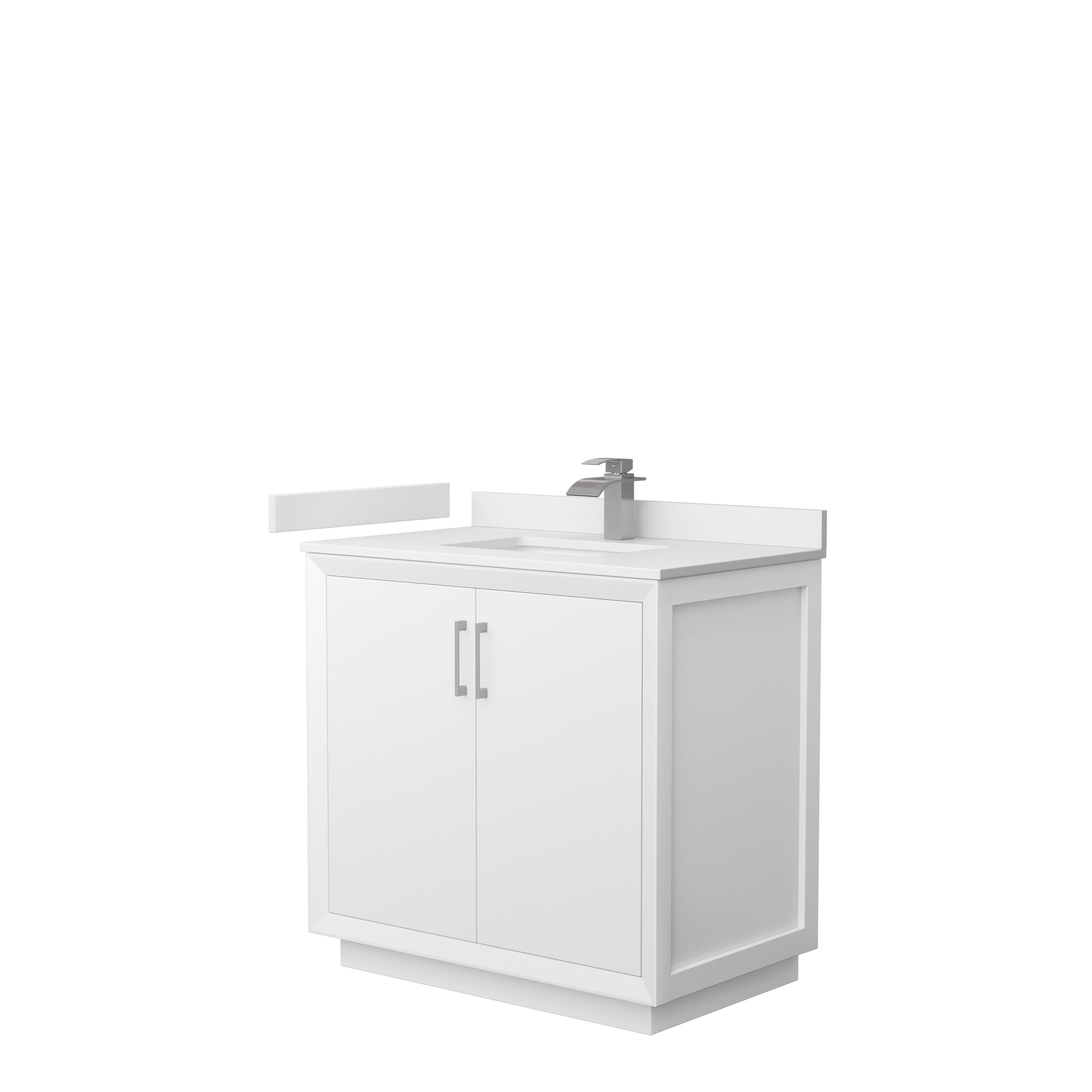 Wyndham Collection WCF414136SWHWCUNSMXX Strada 36-in White with Brushed Nickel Trim Undermount Single sink Bathroom Vanity with White cultured marble Cultured marble Top