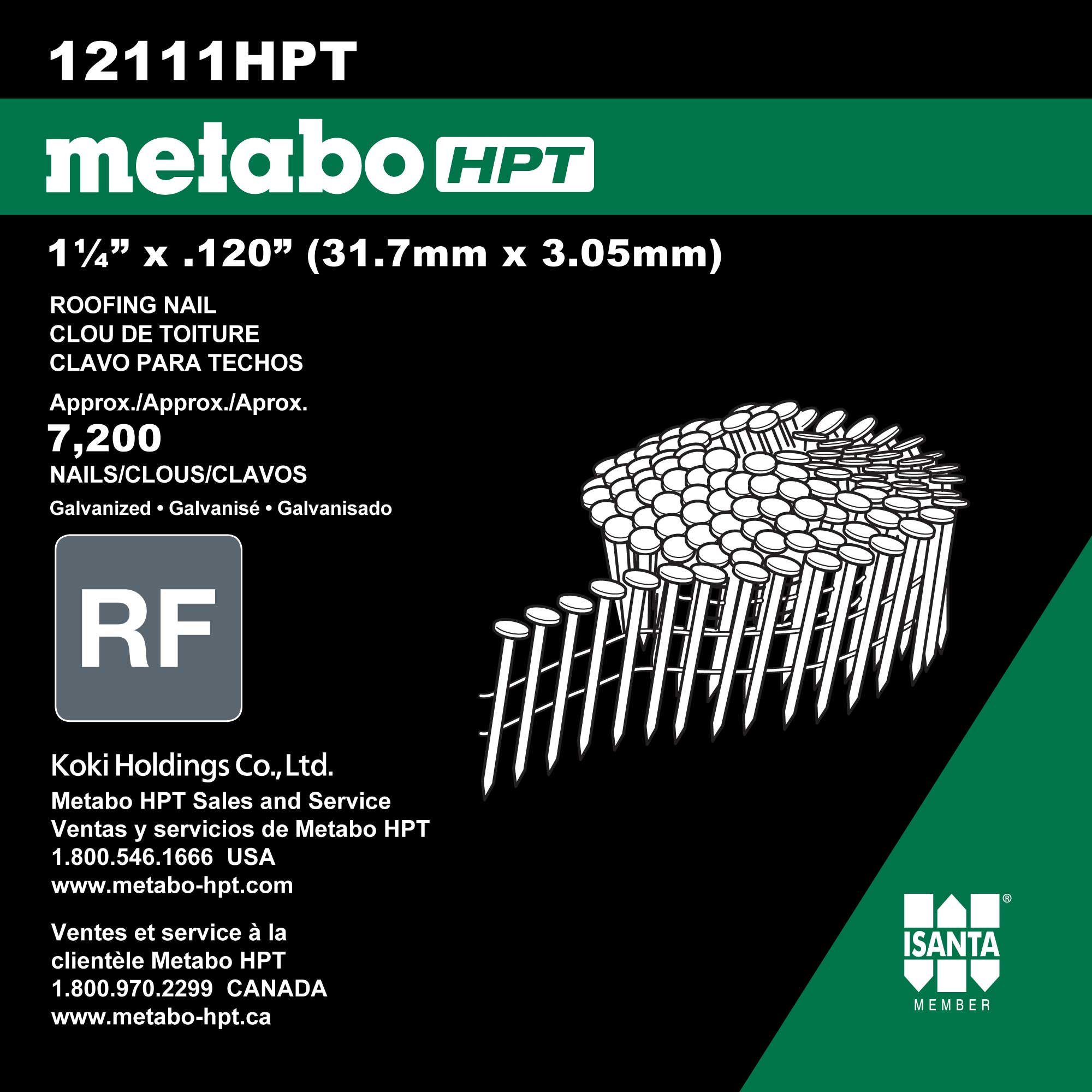 Metabo HPT 1-1/4-in Smooth Electro-Galvanized Collated Coil Roofing Nails  (7200-Per Box) in the Roofing Nails department at