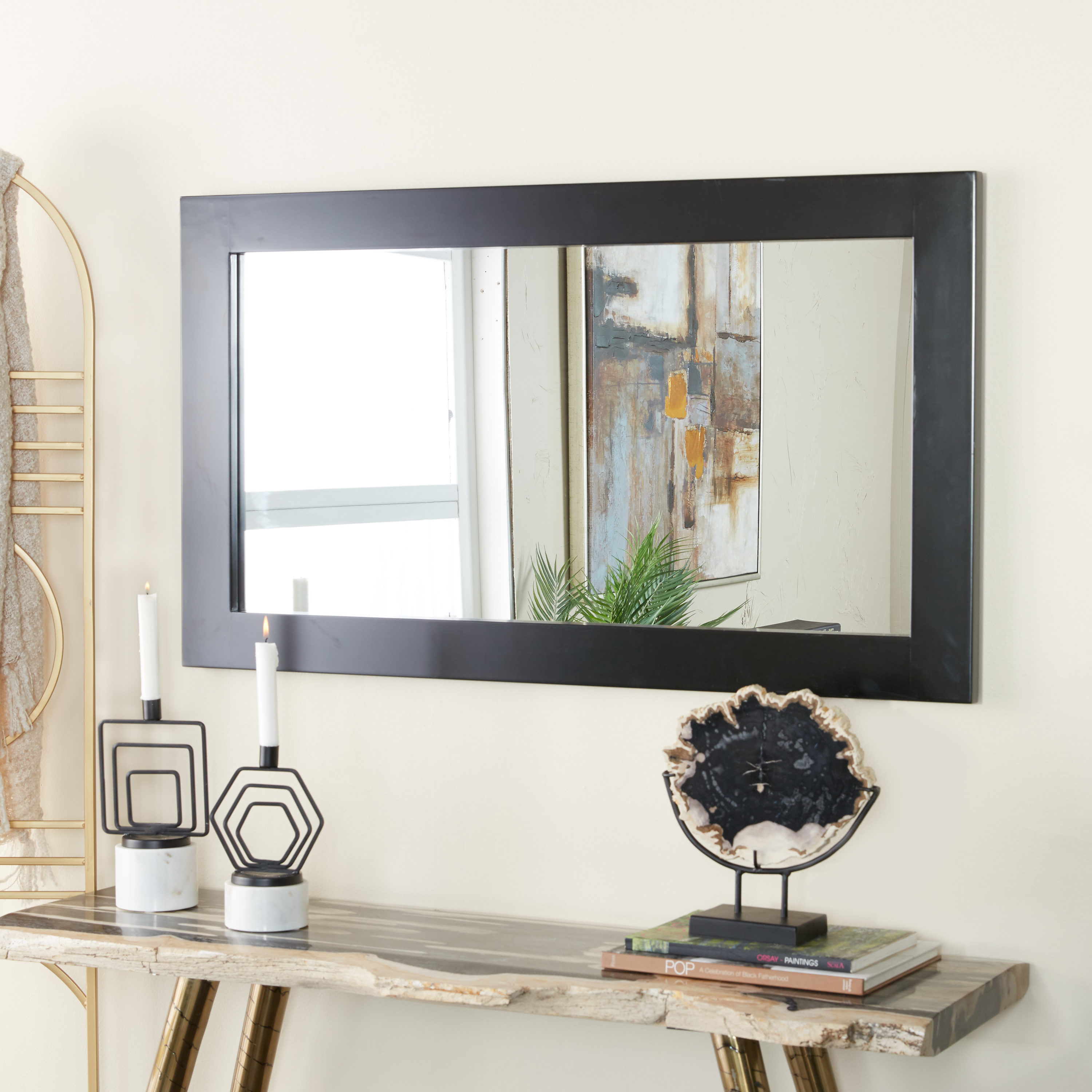 Grayson Lane 23263 24-Inches W x 42.0-Inches H Rectangle Black Framed Wall Mirror