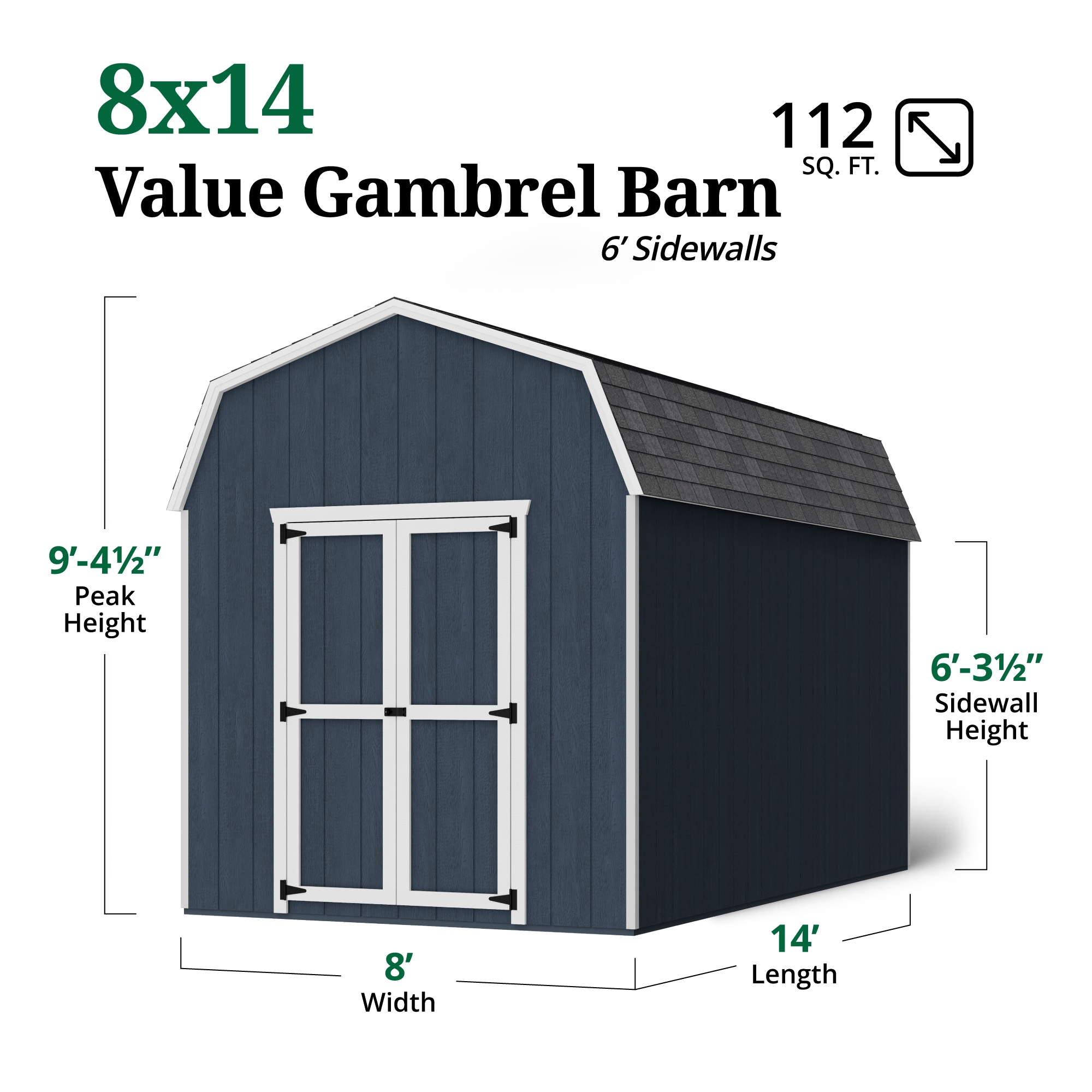 Little Cottage Co 8X14 VGB-6-PC Wood-Storage-Buildings - View #3