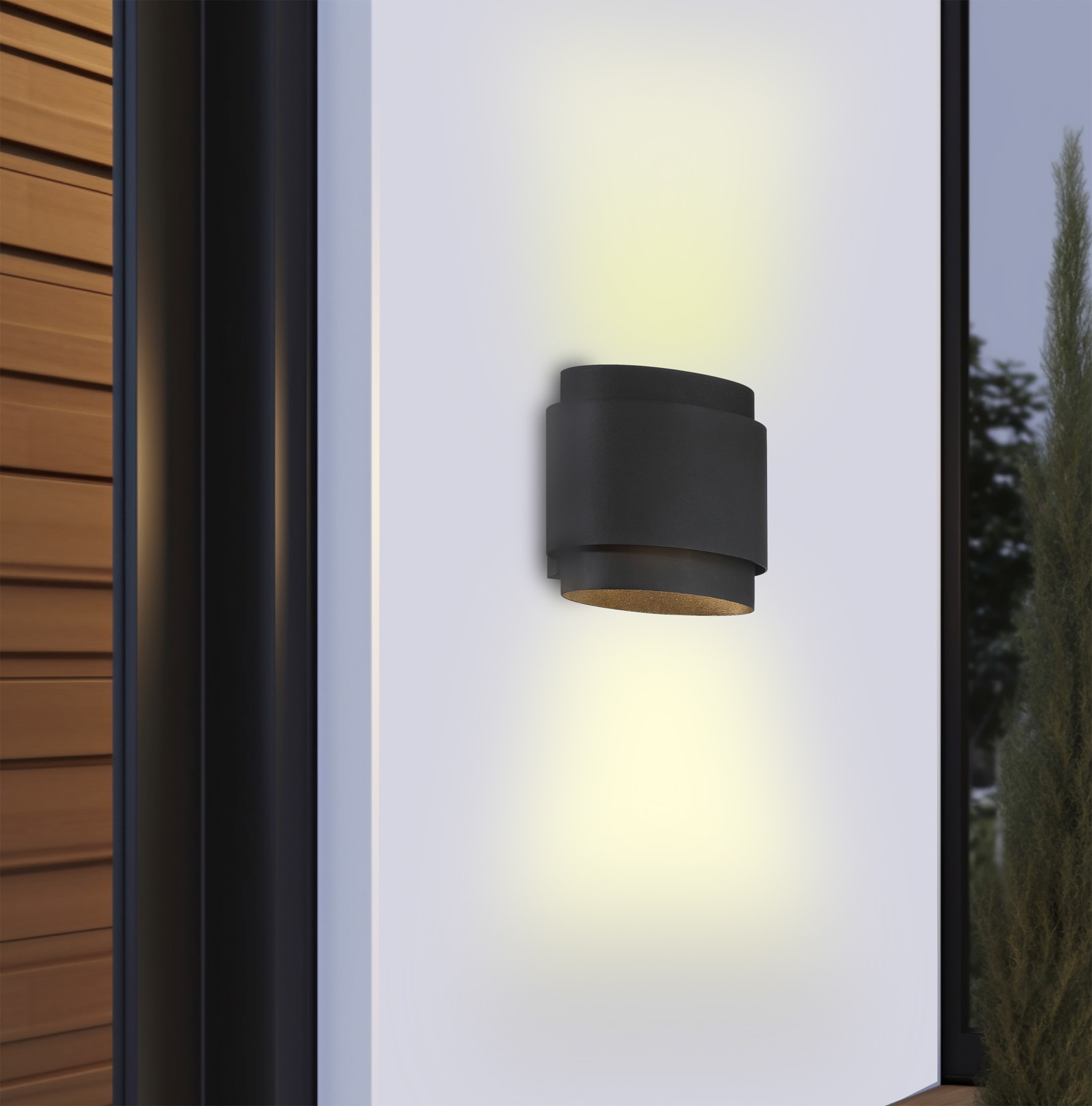The Great Outdoors 8831-66-L Ladner Lane 7-in H Matte Black Hardwired Integrated LED Outdoor Wall Light