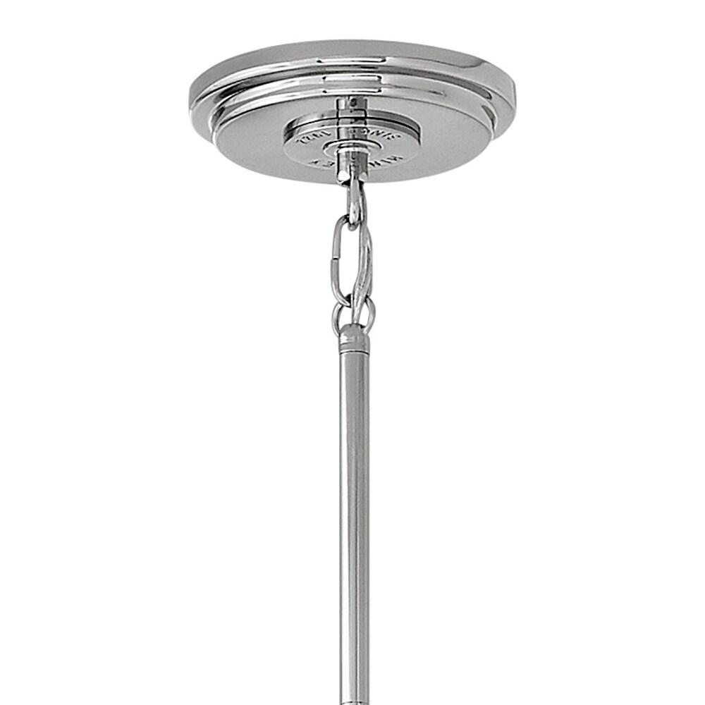 Polished Nickel Dual-Light Pendant with Etched Opal Glass Shade
