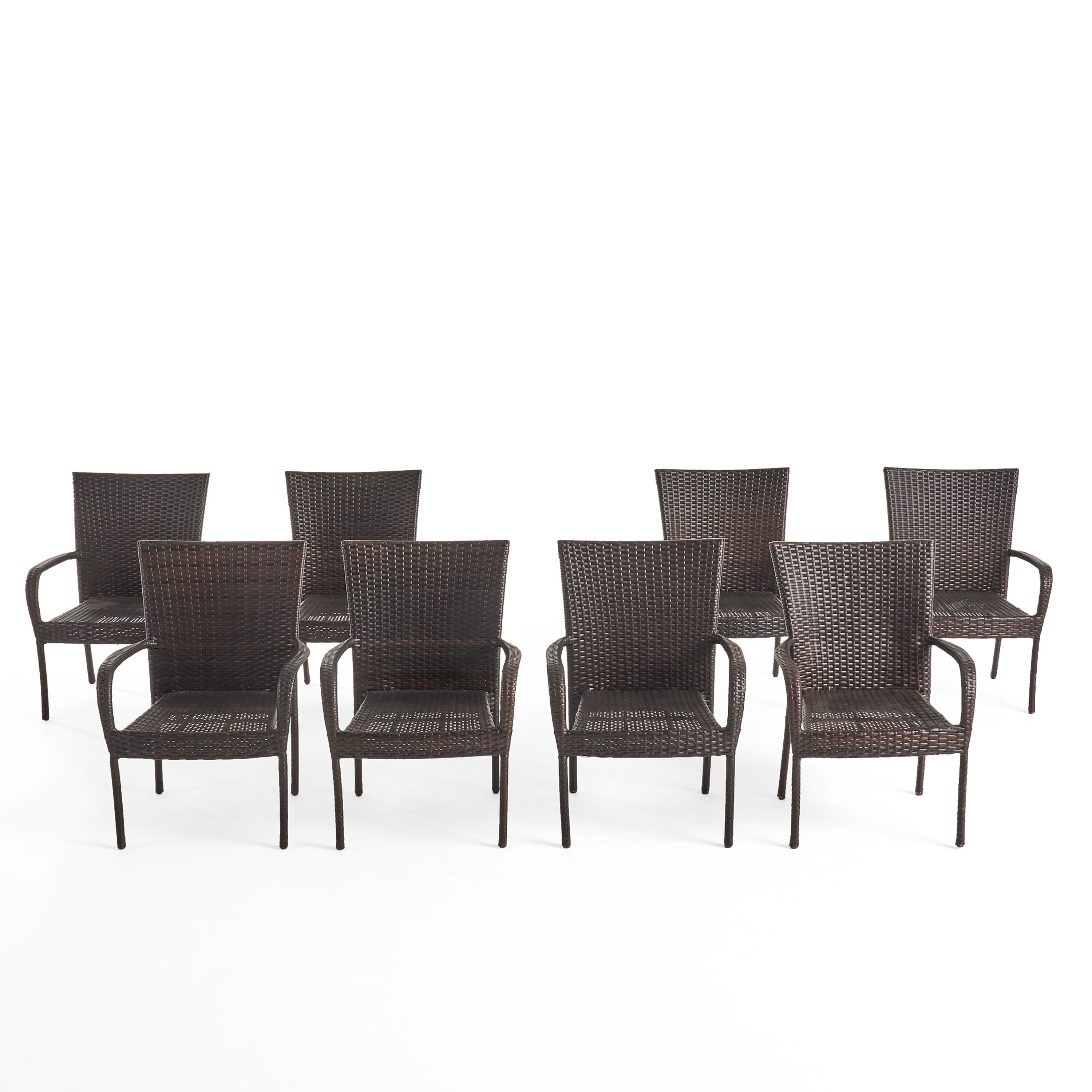 Multibrown Wicker and Iron 8-Seater Outdoor Dining Set