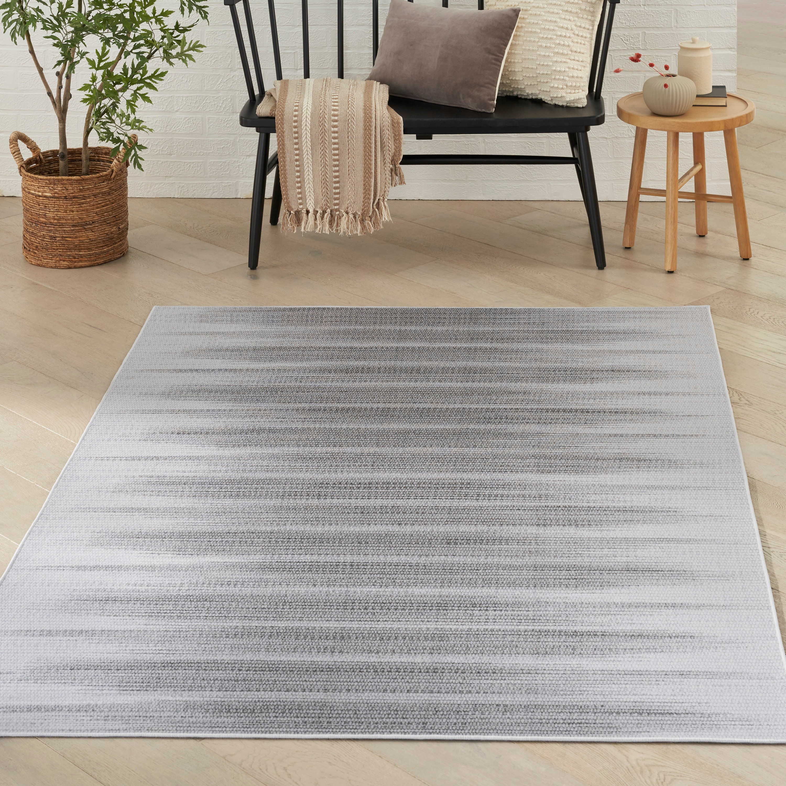 Nourison Home 099446931931 Vintage Home 4 x 6 (ft) Polyester Grey Rectangular Indoor Abstract Area rug