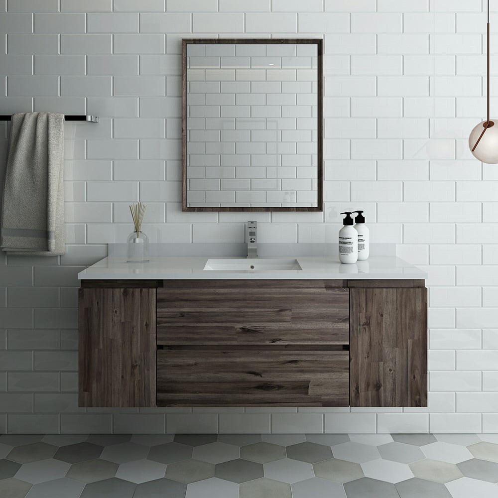 Formosa 53" Gray Acacia Wall-Mounted Single Sink Vanity